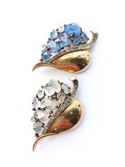 A pair of 'fruit salad' 'Floraleaf' clips by Alfred Philippe, for Trifari, 1940s