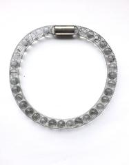 Clear resin and stainless steel fine mesh 'pearl' necklace, 2012