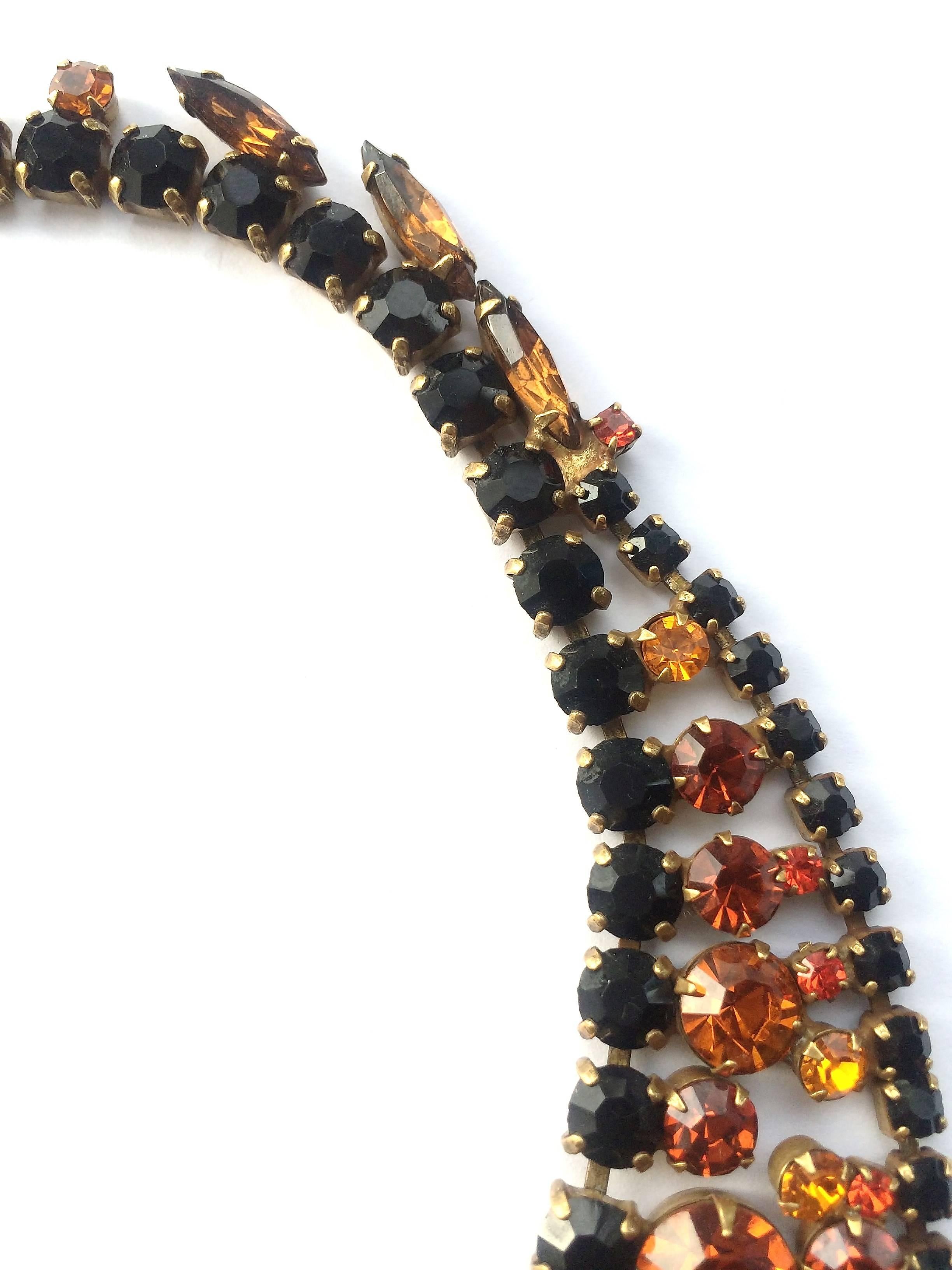 D&E for Juliana 1960s firey orange and Rivoli crystal collar 2