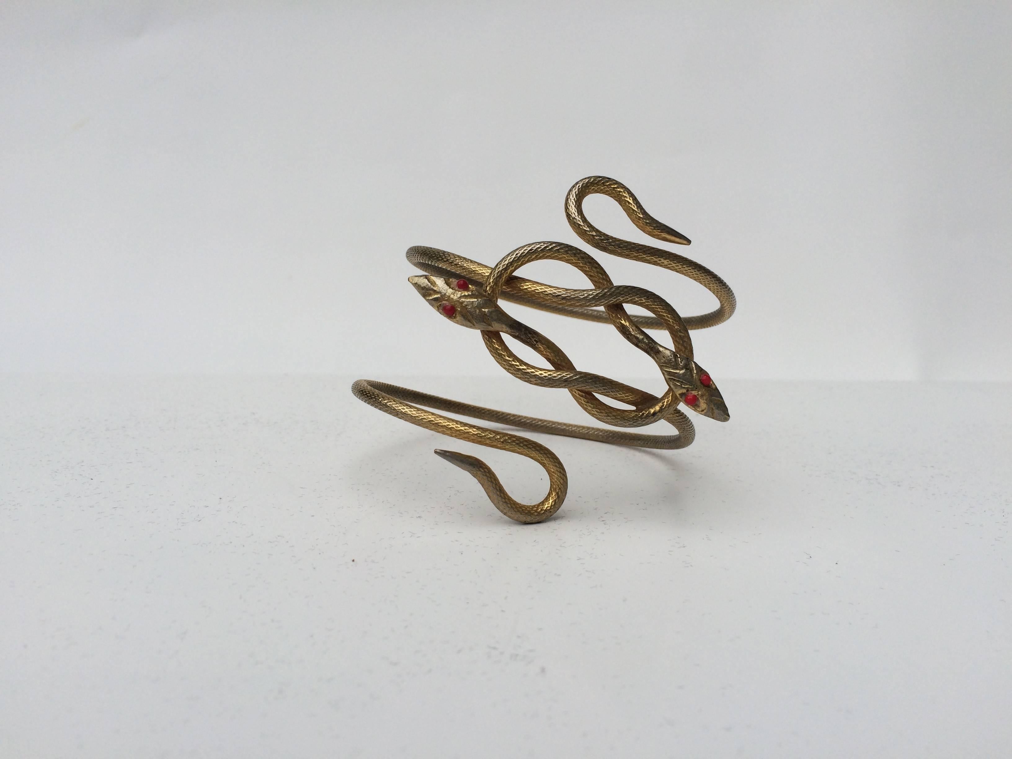 Art Deco Unusually striking 1920s gilt metal double snake armlet