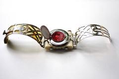 Very rare and important Austrian bakelite, chrome and enamel 'compact' bracelet