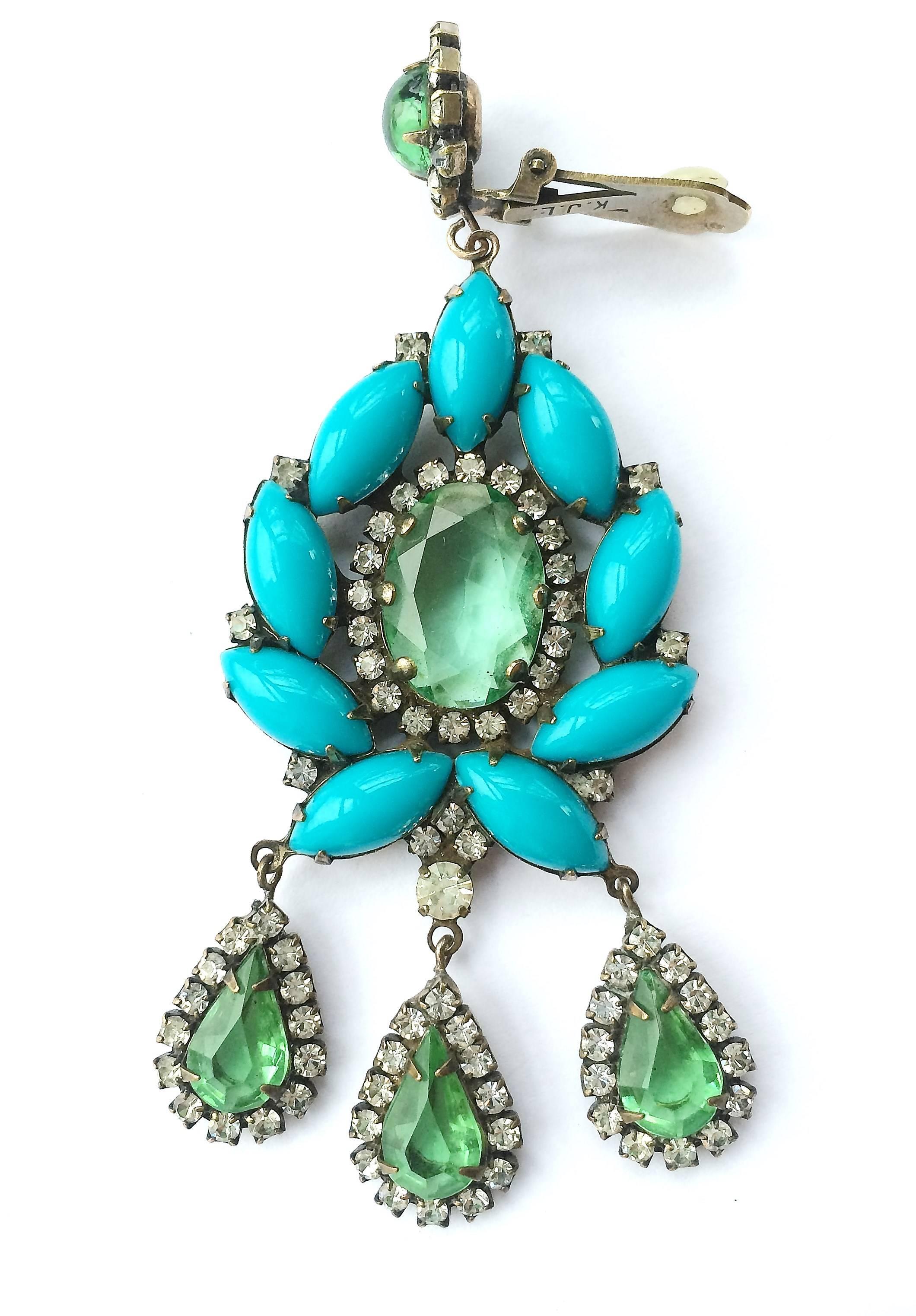 Sumptuous Kenneth Jay Lane drop earrings, 1960s In New Condition In Greyabbey, County Down