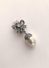 Christian Dior silver, paste and drop pearl 'bow' earrings