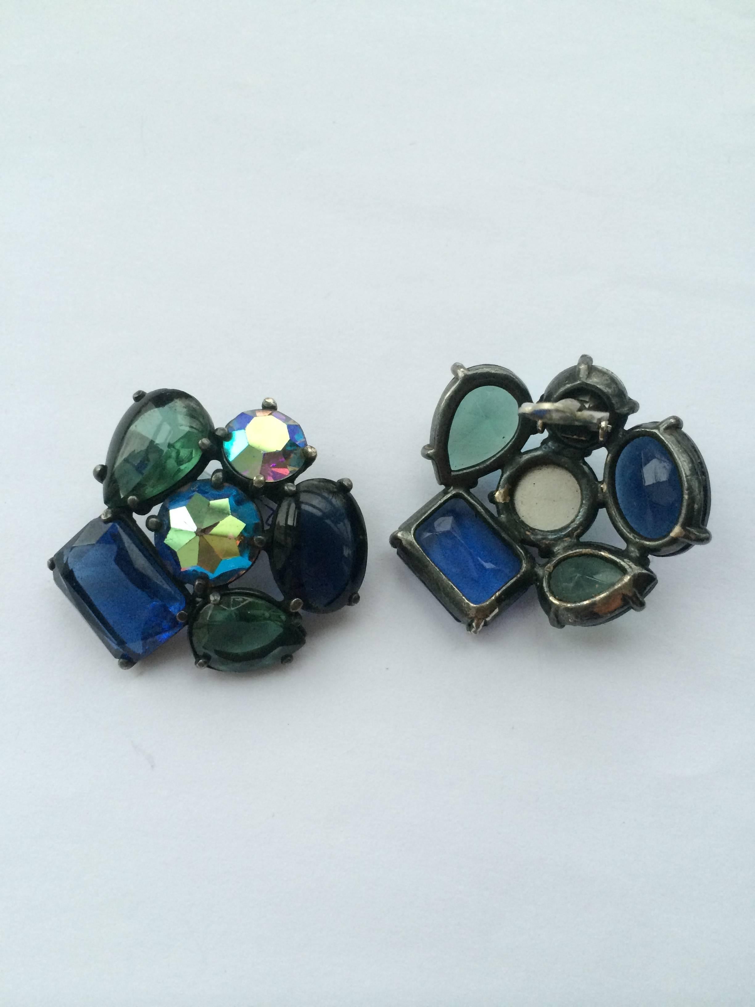 Women's Elsa Schiaparelli large multi stone earrings, 1950s