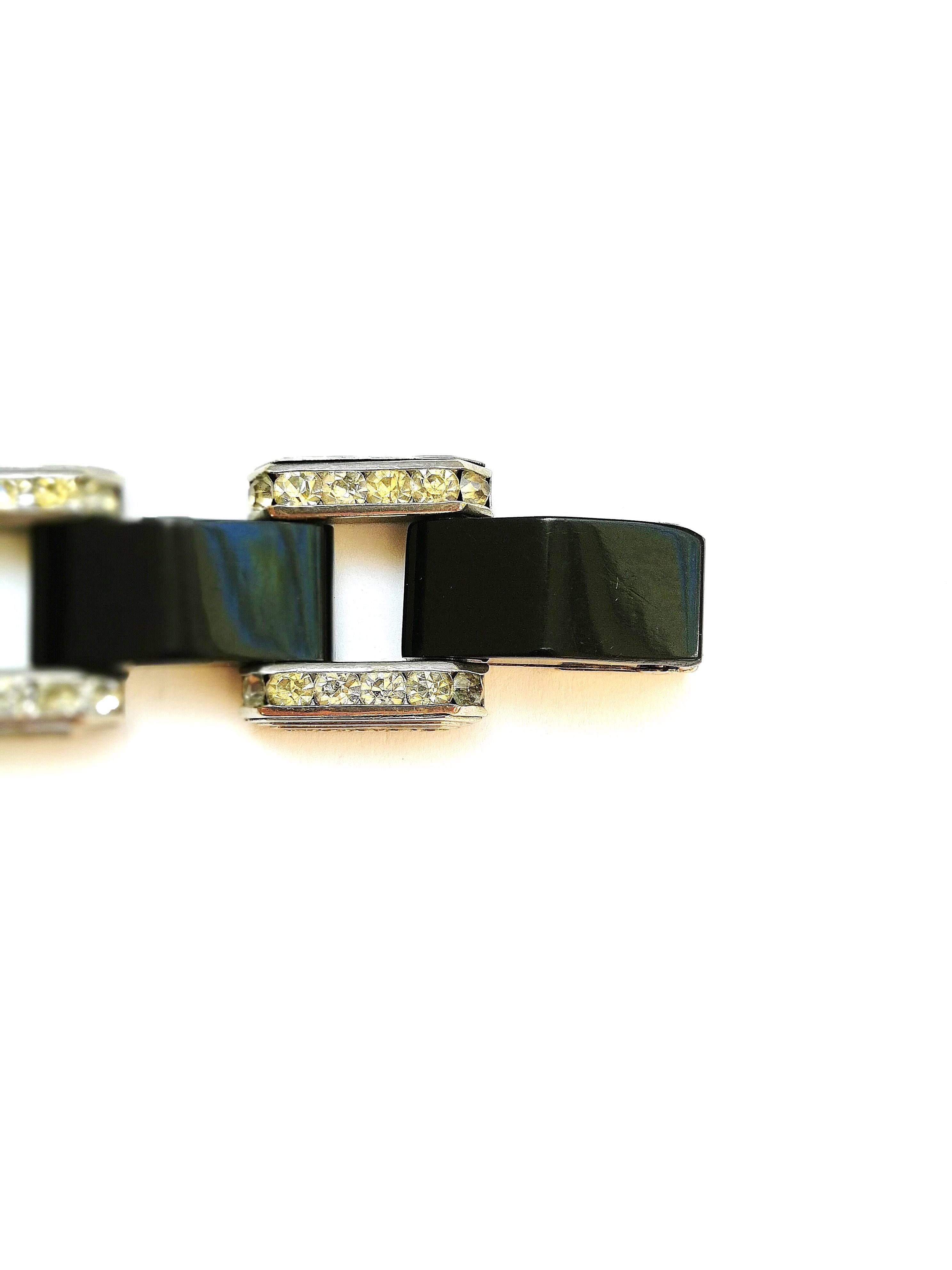 Bakelite and paste Art Deco link bracelet 4
