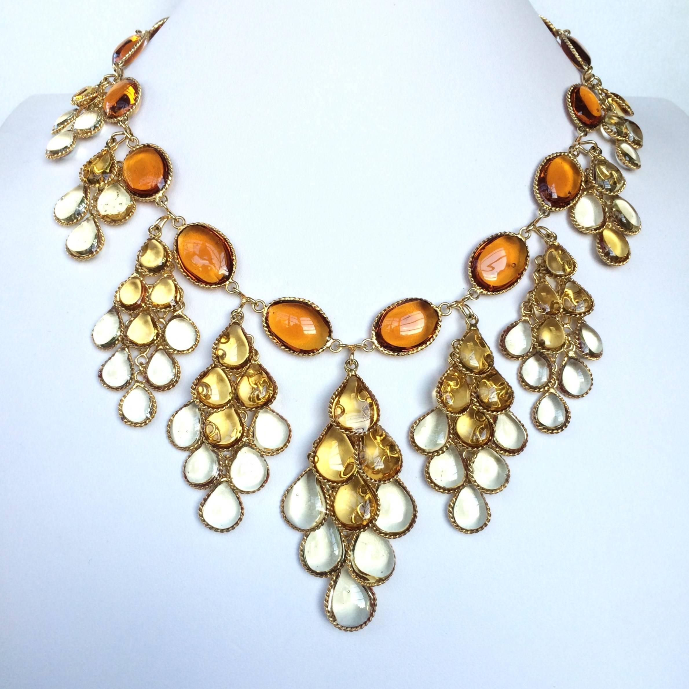 A very impressive poured glass and gilt 'festoon' pendant necklace, WW Collection For Sale 4