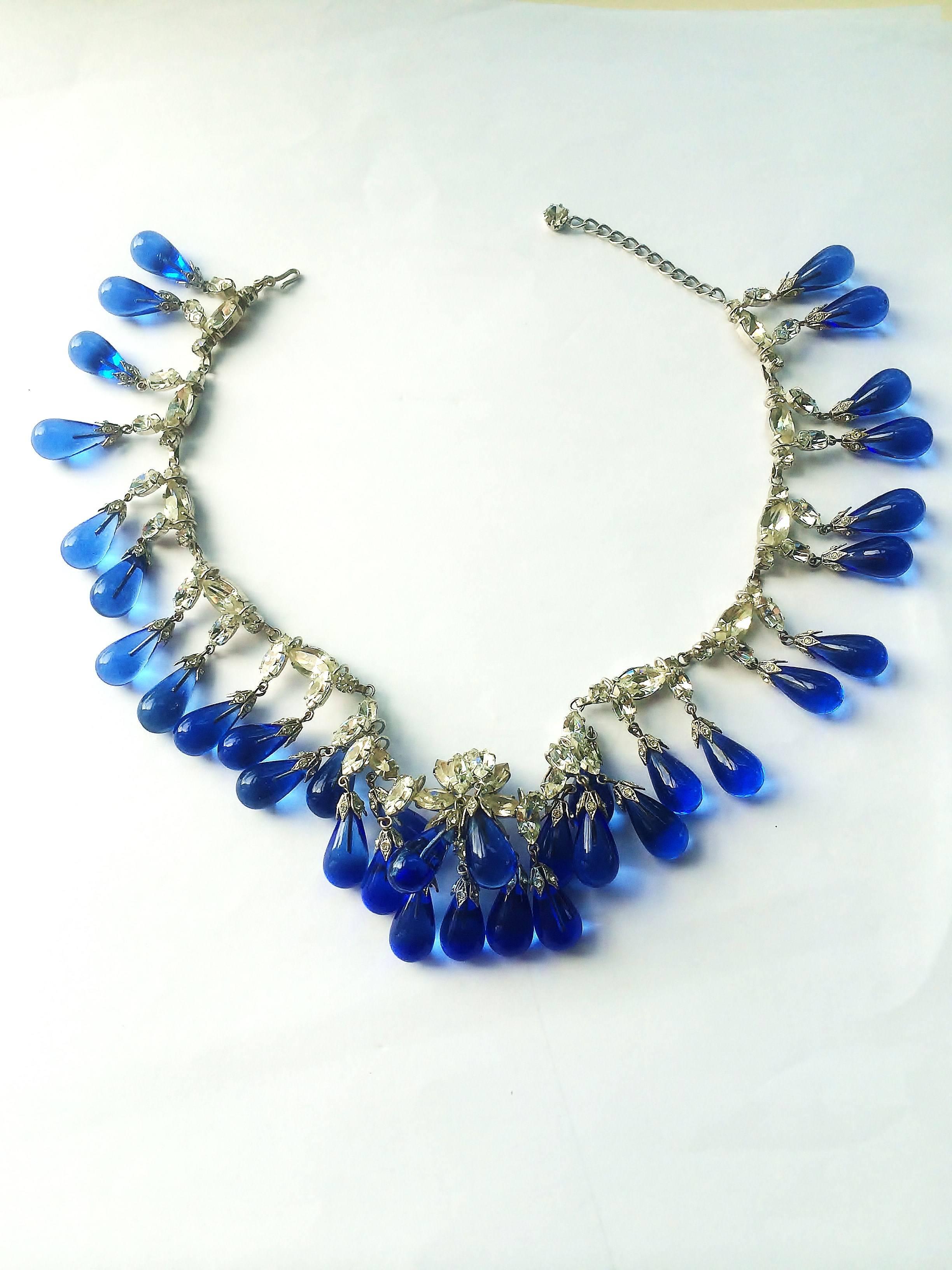 Women's Sapphire drop and paste necklace, att. Roger Scemama for Christian Dior, 1960s