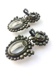 Clear and grey paste drop earrings, Kenneth Jay Lane (KJL), USA, 1960s