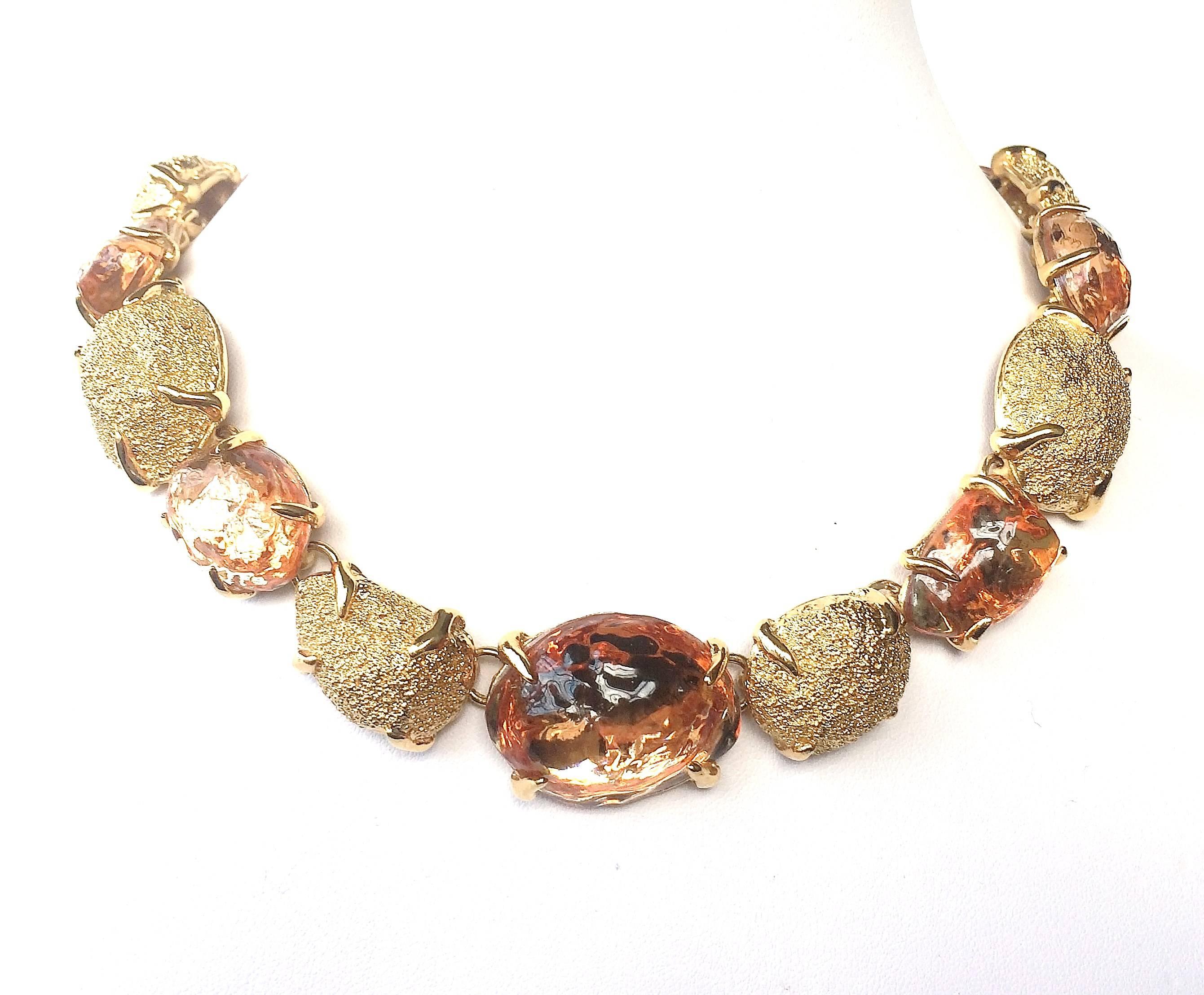 Yves Saint Laurent topaz and gilt necklace, c1980s In Excellent Condition In Greyabbey, County Down