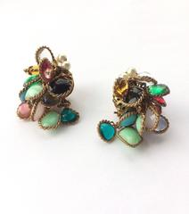 Multi coloured poured glass cluster earrings, Maison Gripoix, att. Chanel 1960s.