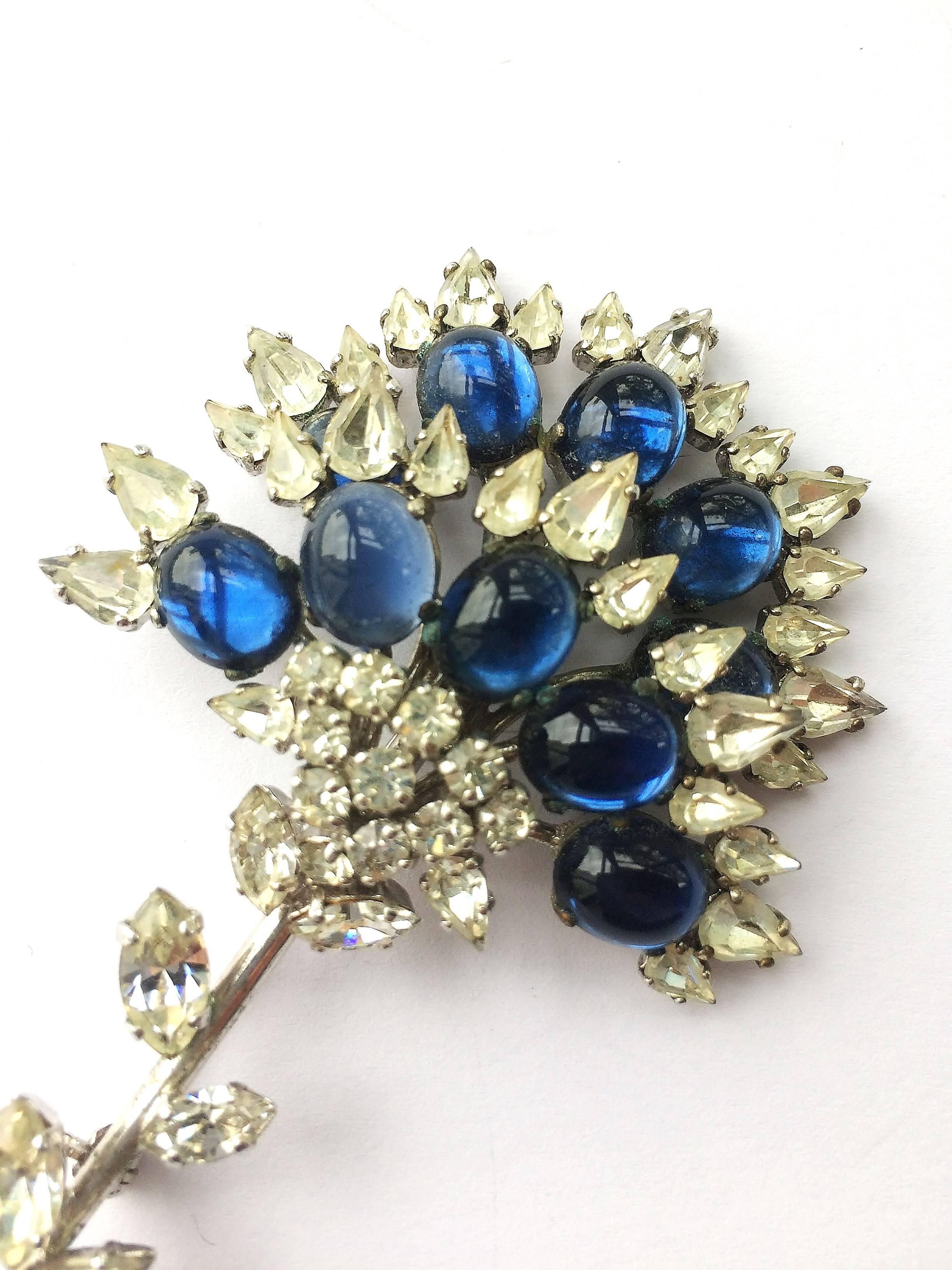 Christian Dior large paste cabuchon brooch, 1960. In Excellent Condition In Greyabbey, County Down