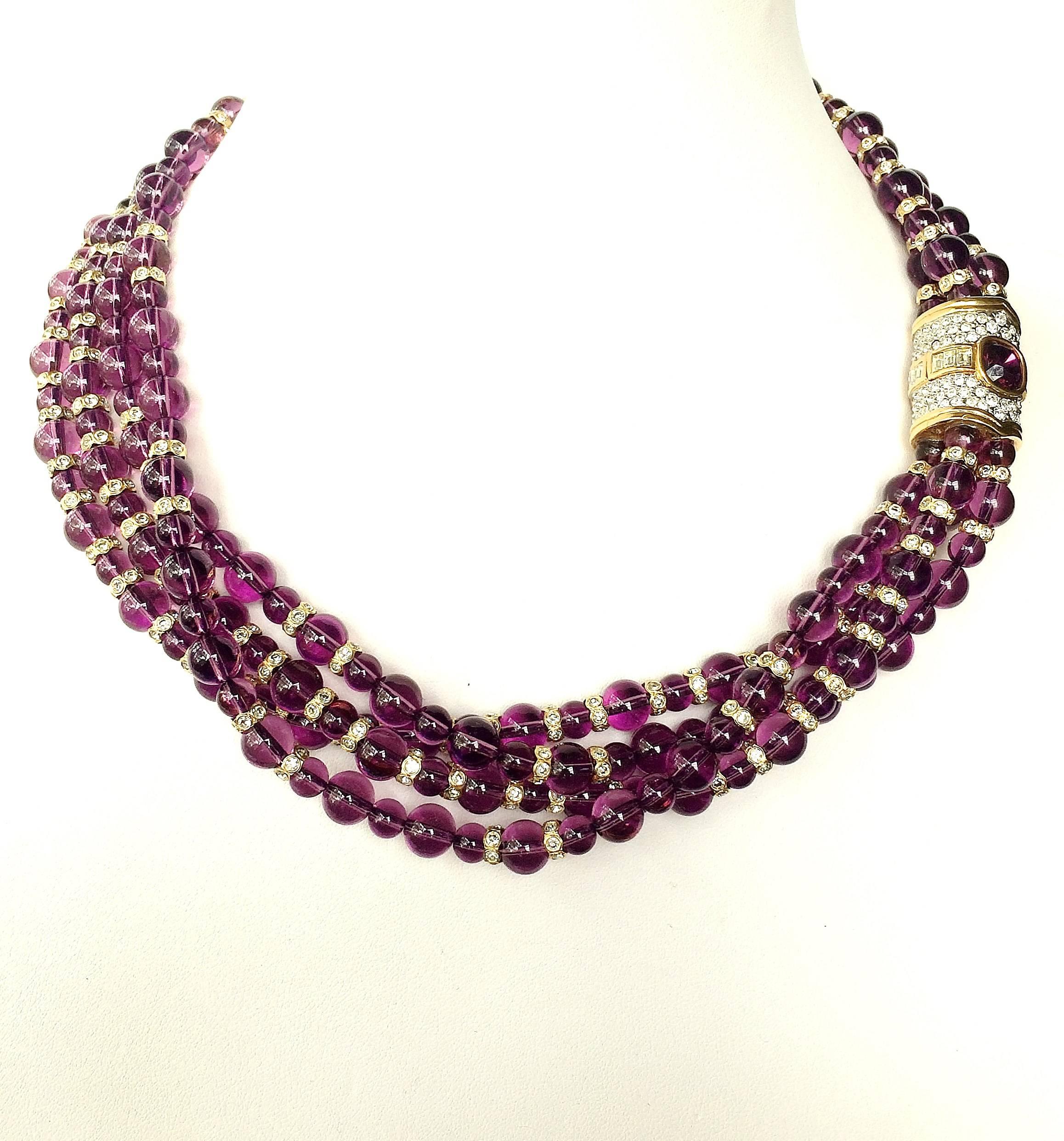 Sworovski crystal 1980s parure of necklace, earrings and bracelet 4