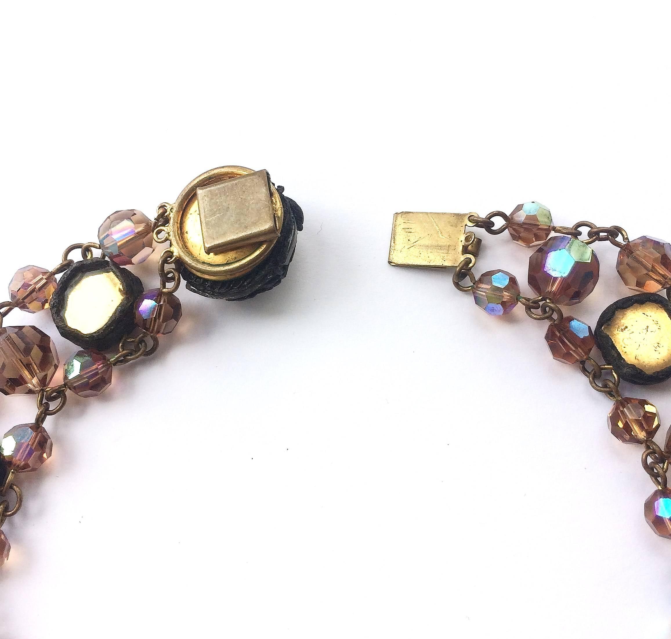 A dynamic talousel, glass bead and coloured mirror drop necklace, France, 1960s For Sale 1