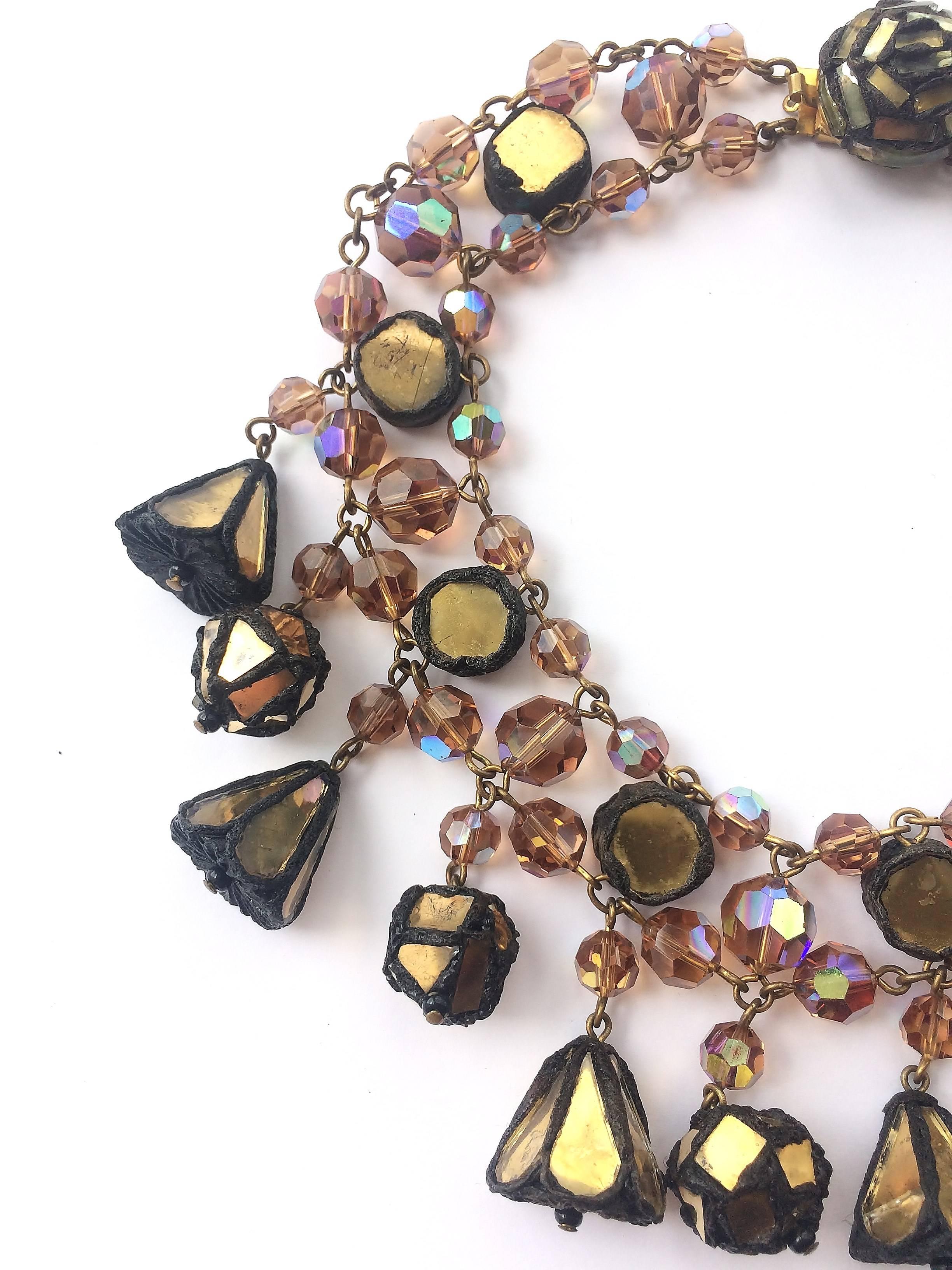 A dynamic talousel, glass bead and coloured mirror drop necklace, France, 1960s For Sale 3