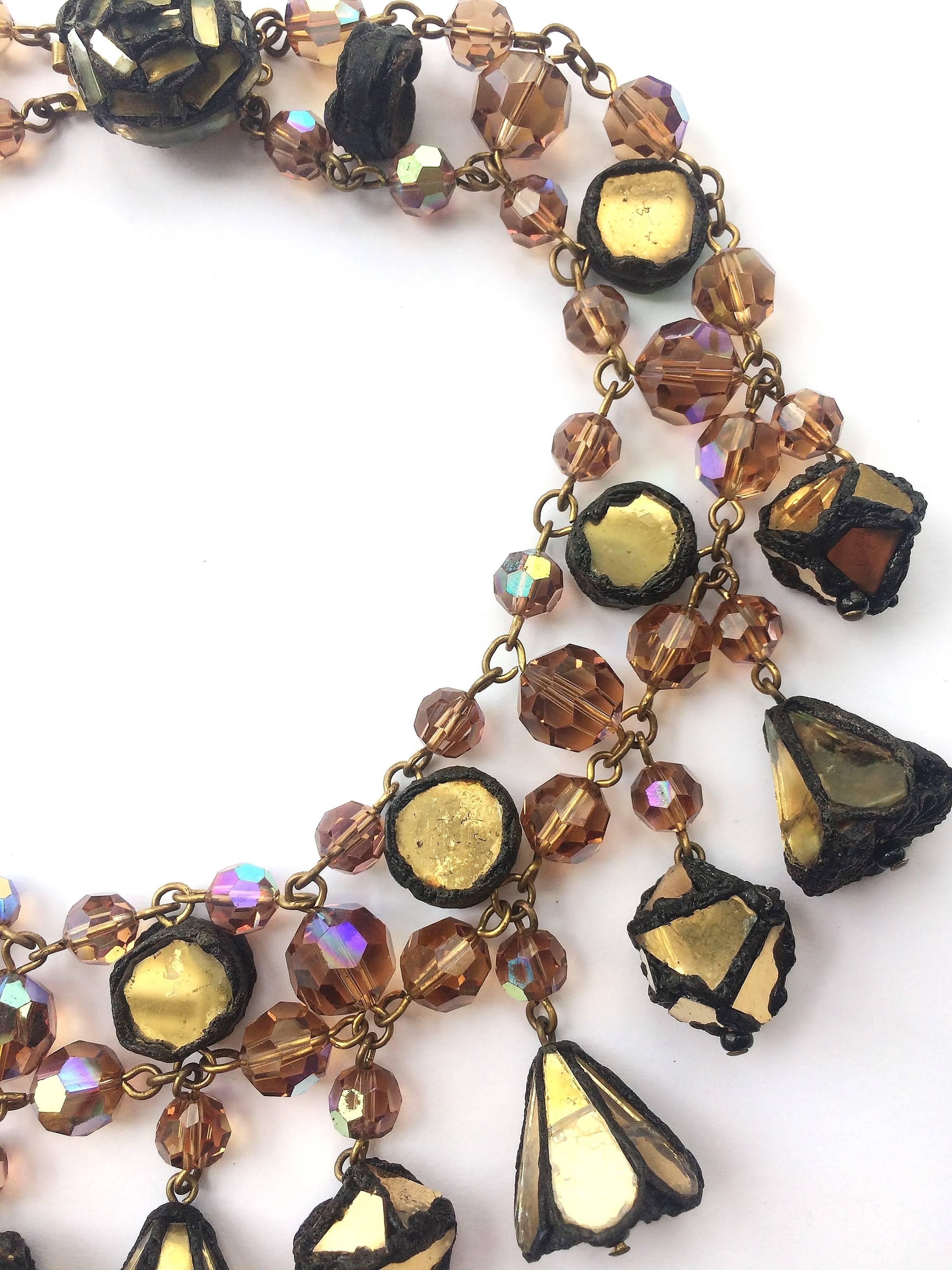 A dynamic talousel, glass bead and coloured mirror drop necklace, France, 1960s For Sale 4