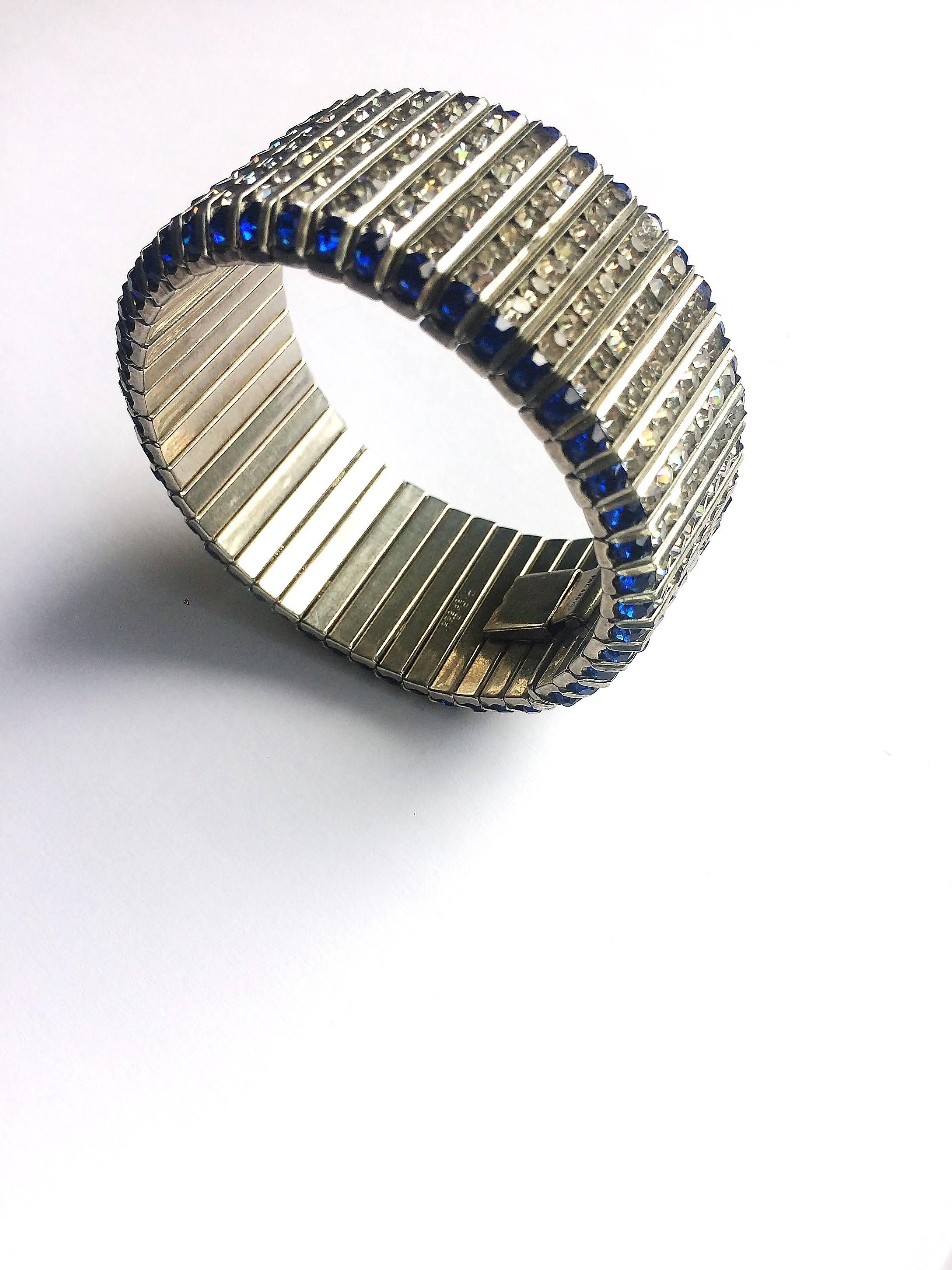 Art Deco royal blue and clear paste bracelet, D.R.G.M, 1930s 2