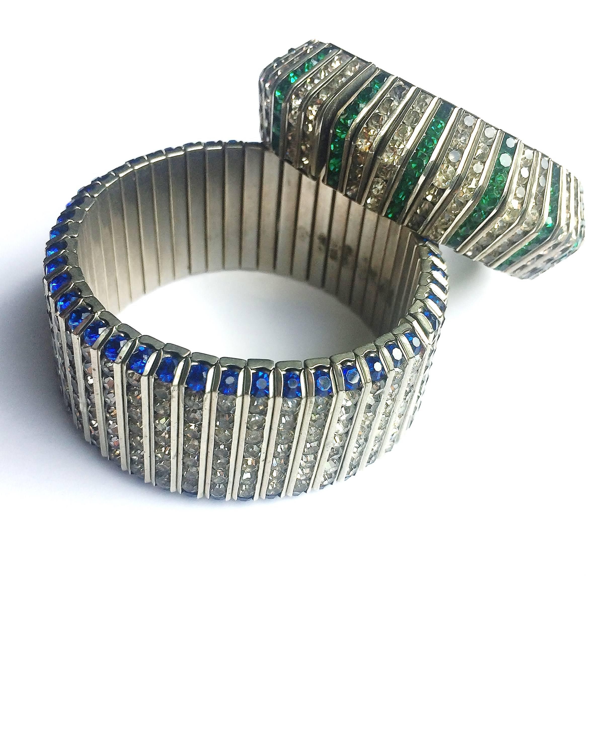 Art Deco royal blue and clear paste bracelet, D.R.G.M, 1930s 3