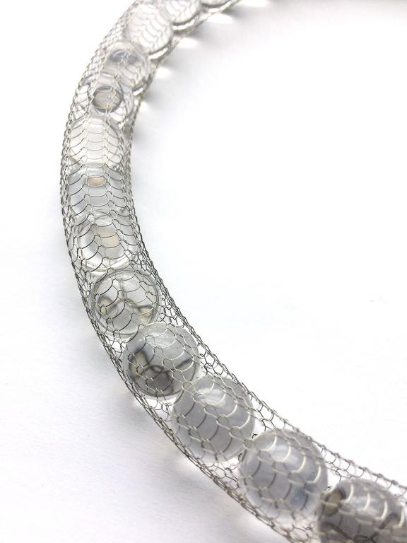 Clear resin and stainless steel fine mesh 'pearl' necklace, 2012 For Sale 1