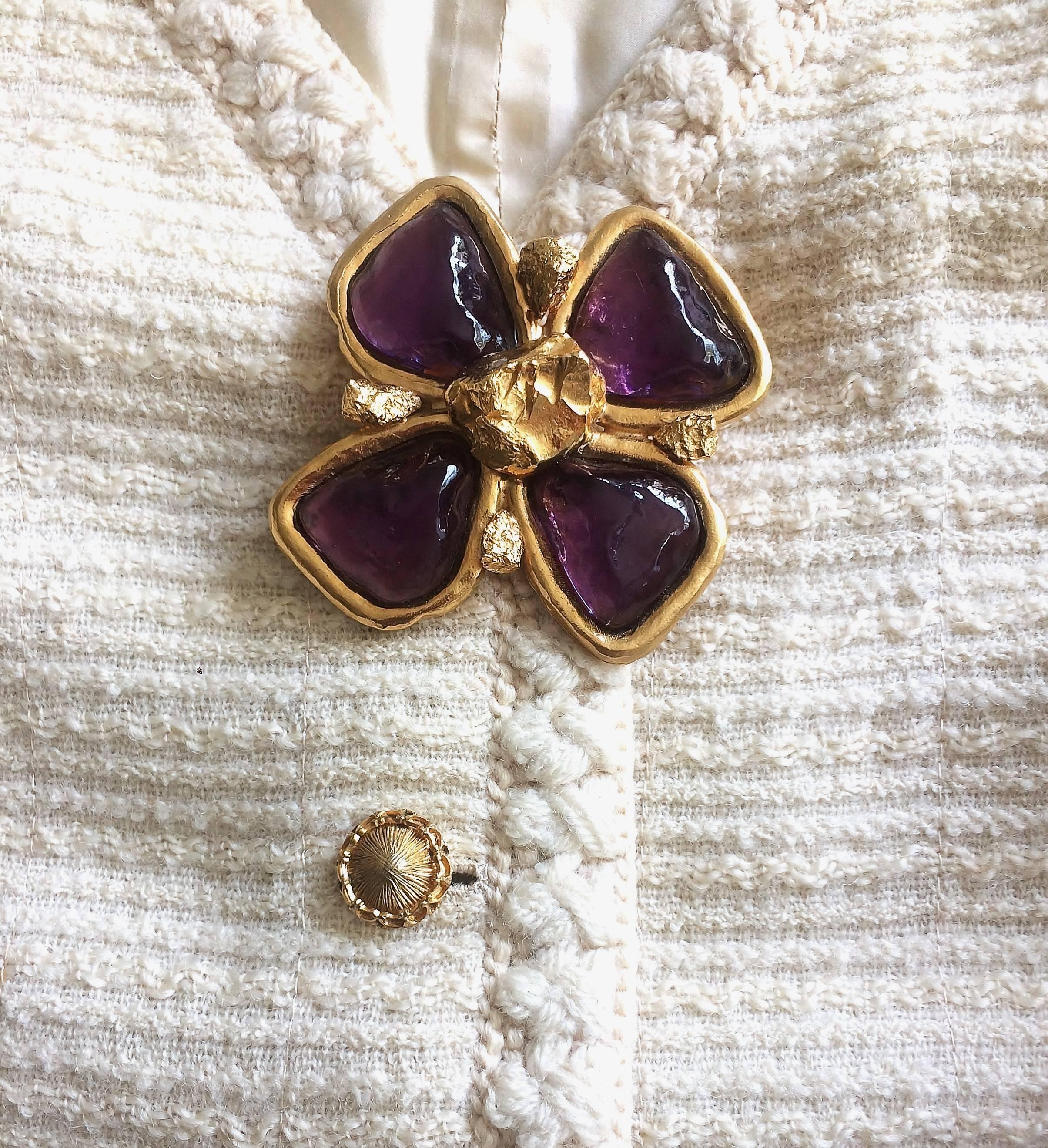 Striking gilt and amethyst 'cruxiform' brooch, Yves Saint Laurent, 1980s 4