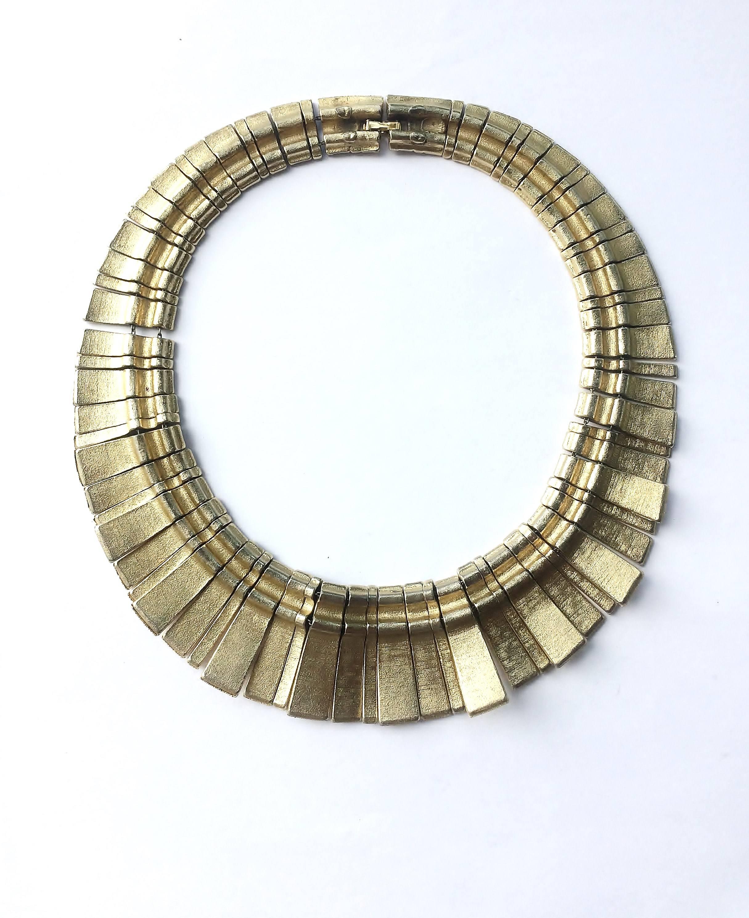 Women's Soft brushed gilt articulated and jewelled collar, Les Bernard, 1970s