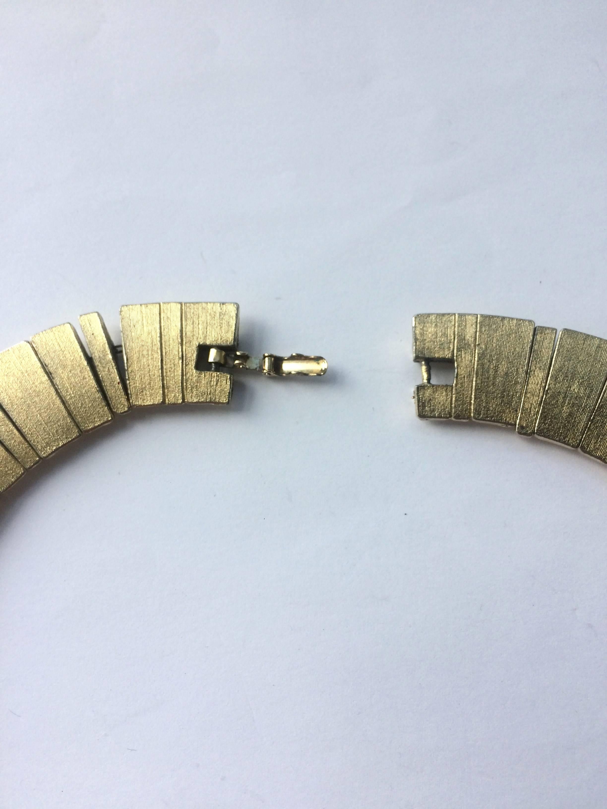Soft brushed gilt articulated and jewelled collar, Les Bernard, 1970s 2
