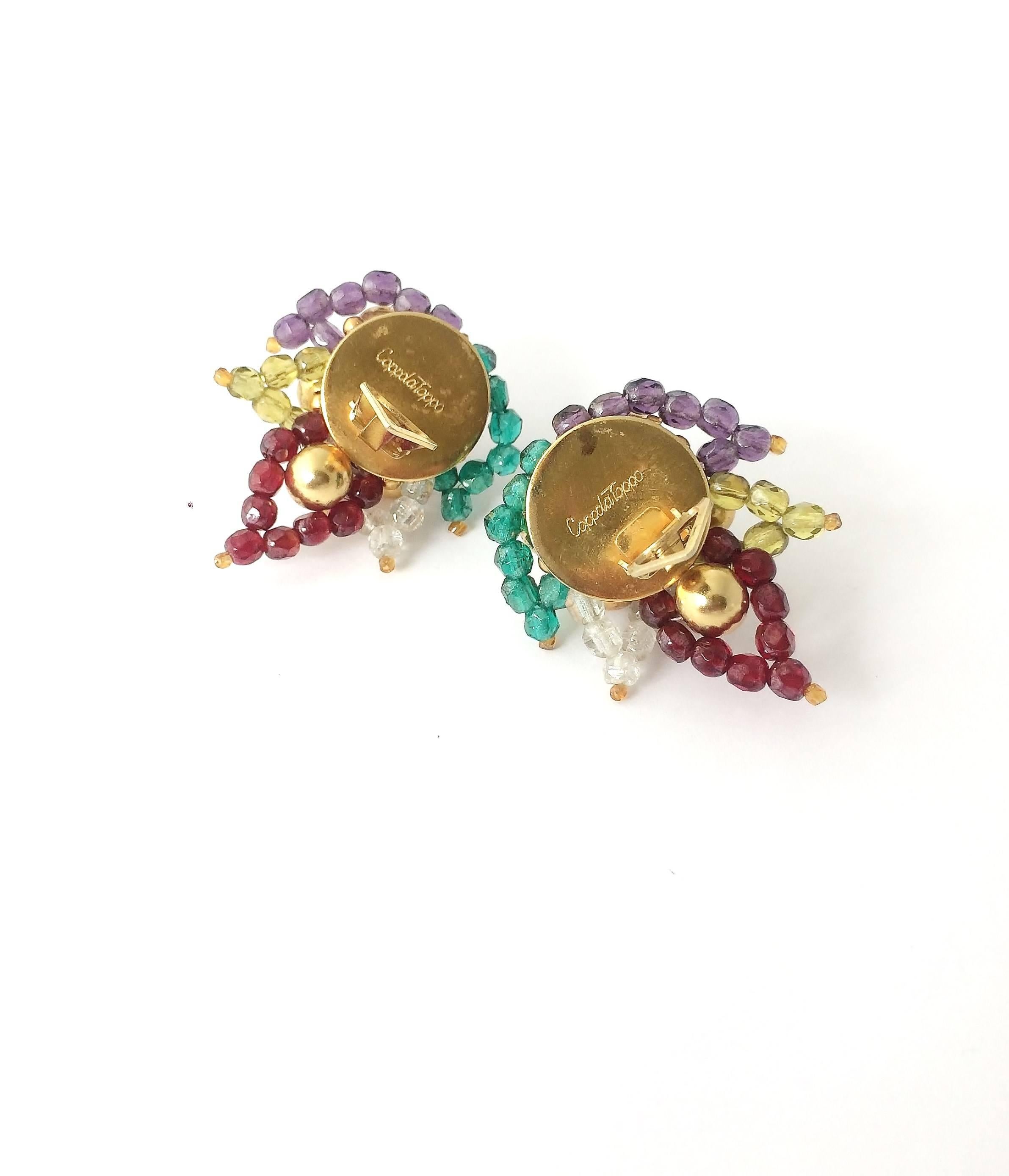 Women's Multi coloured beaded 'paisley style' earrings, Coppola e Toppo, 1960s