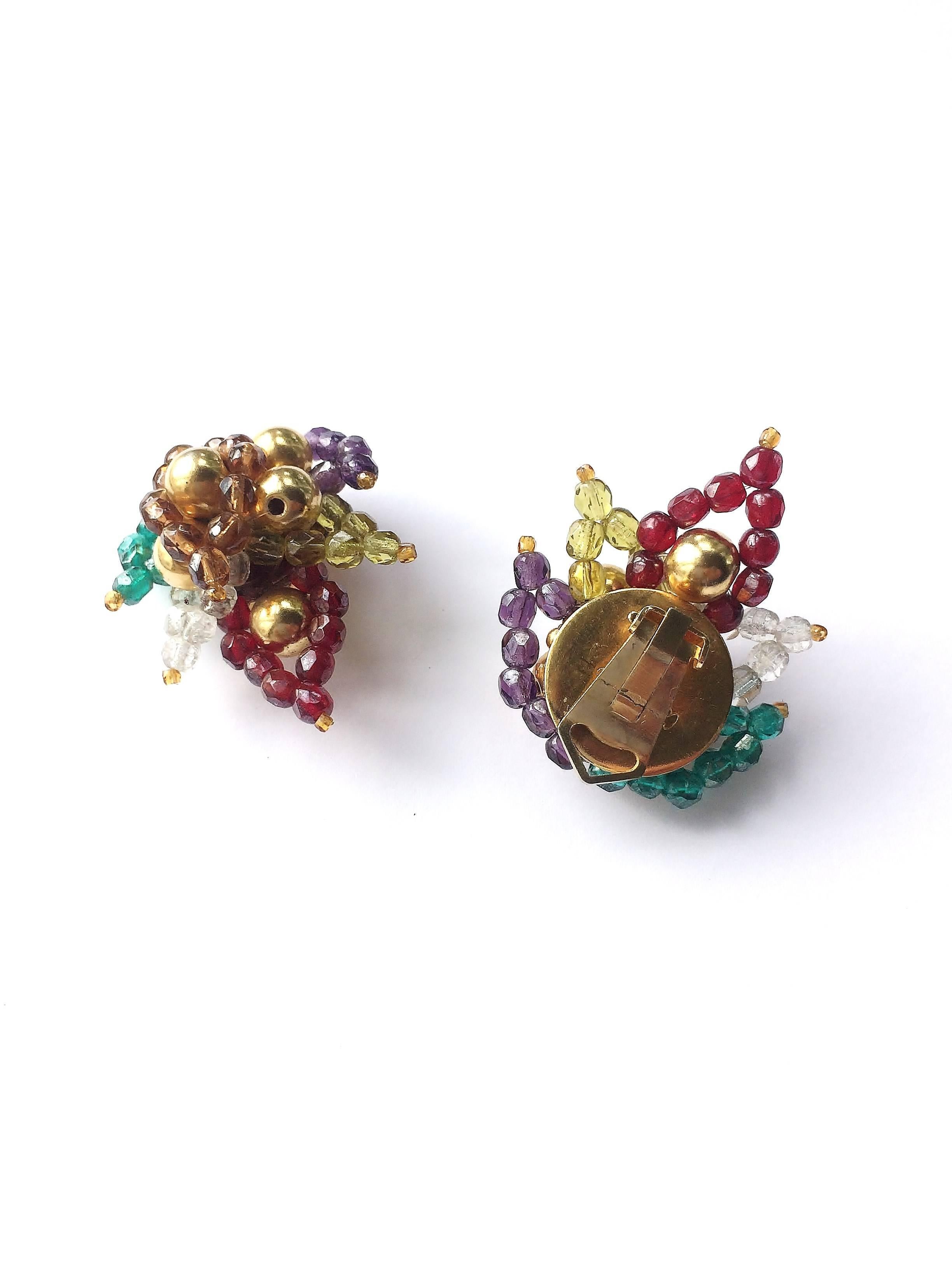 Multi coloured beaded 'paisley style' earrings, Coppola e Toppo, 1960s 1