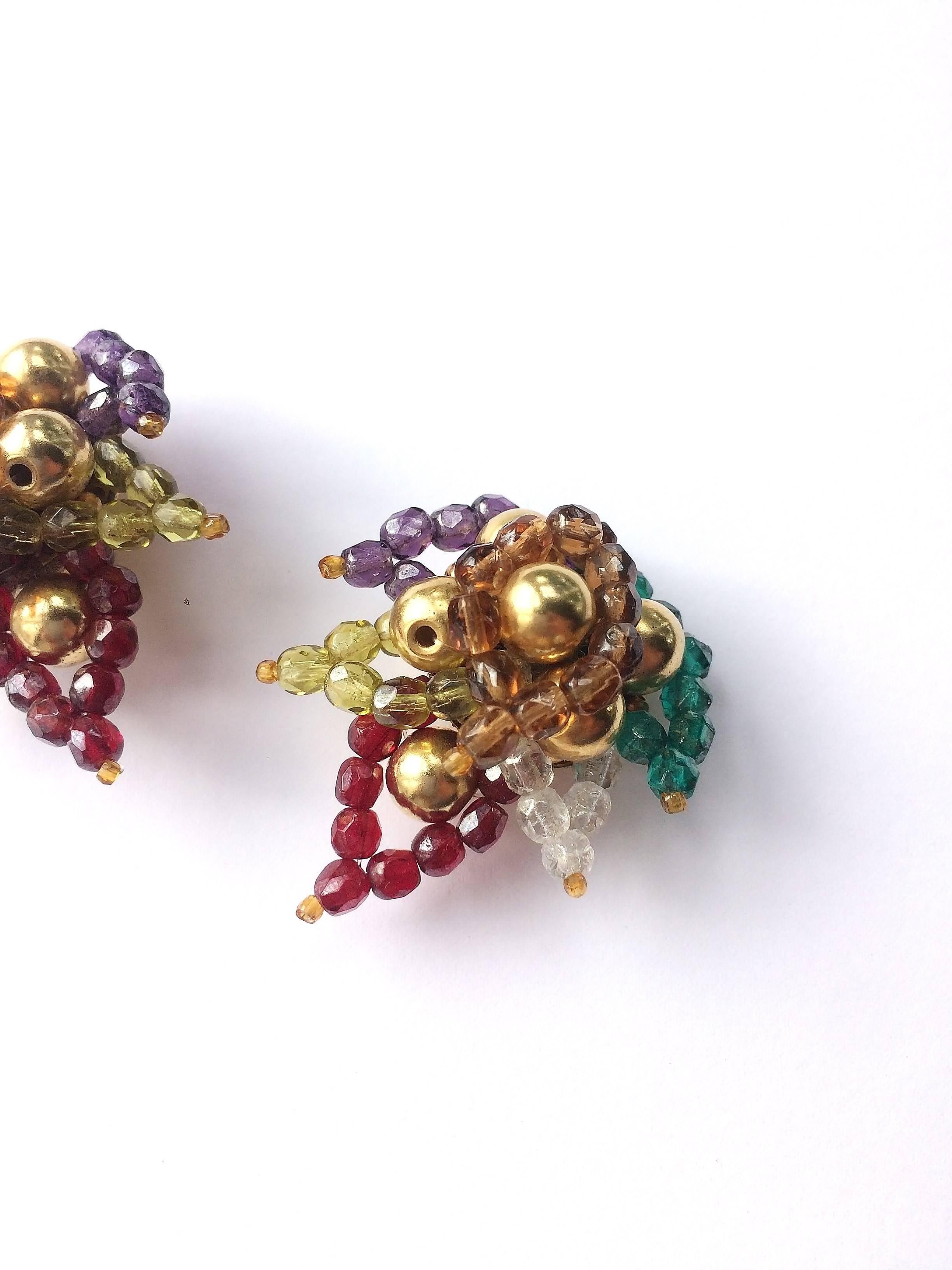 Multi coloured beaded 'paisley style' earrings, Coppola e Toppo, 1960s 2
