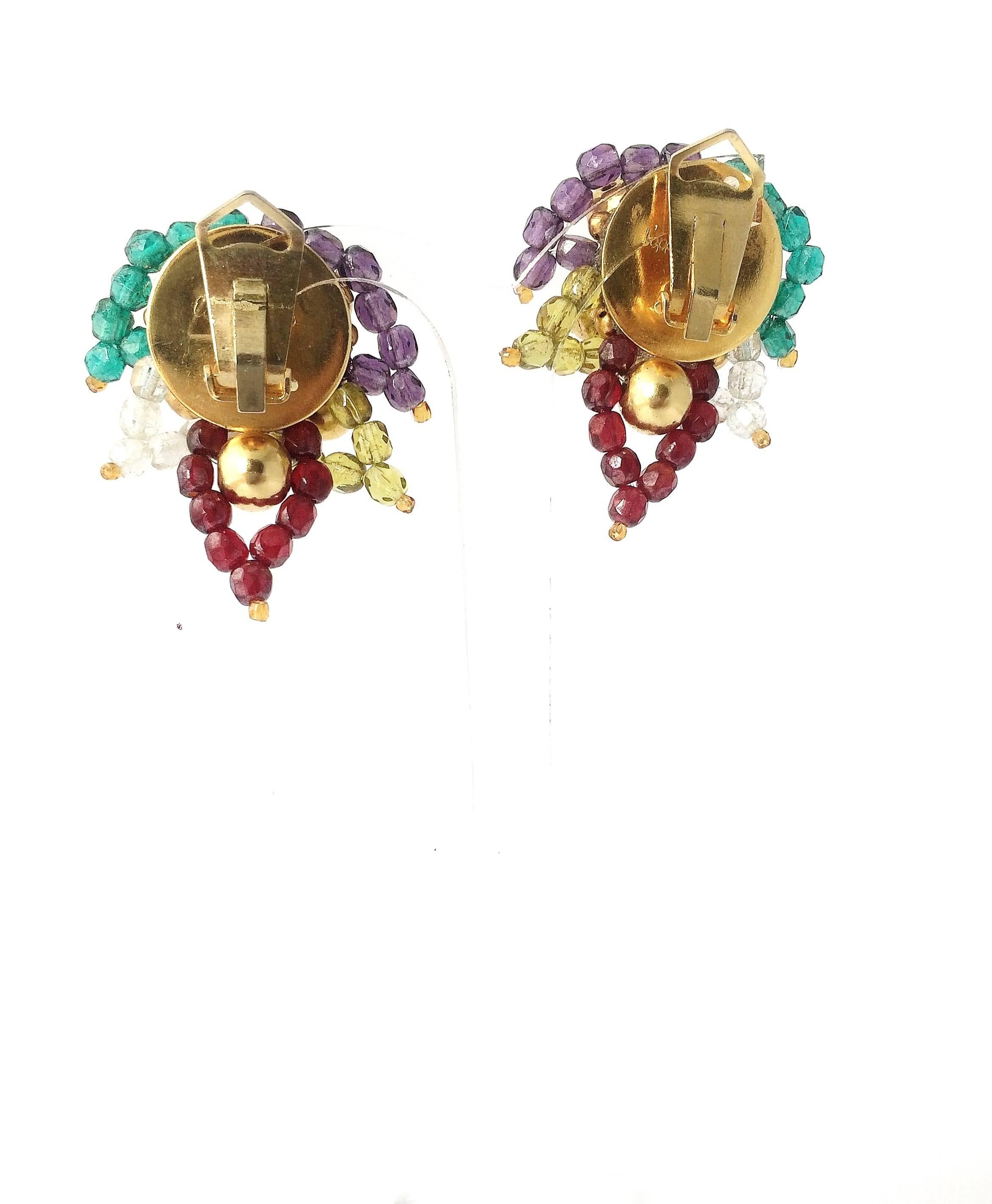 Multi coloured beaded 'paisley style' earrings, Coppola e Toppo, 1960s 3