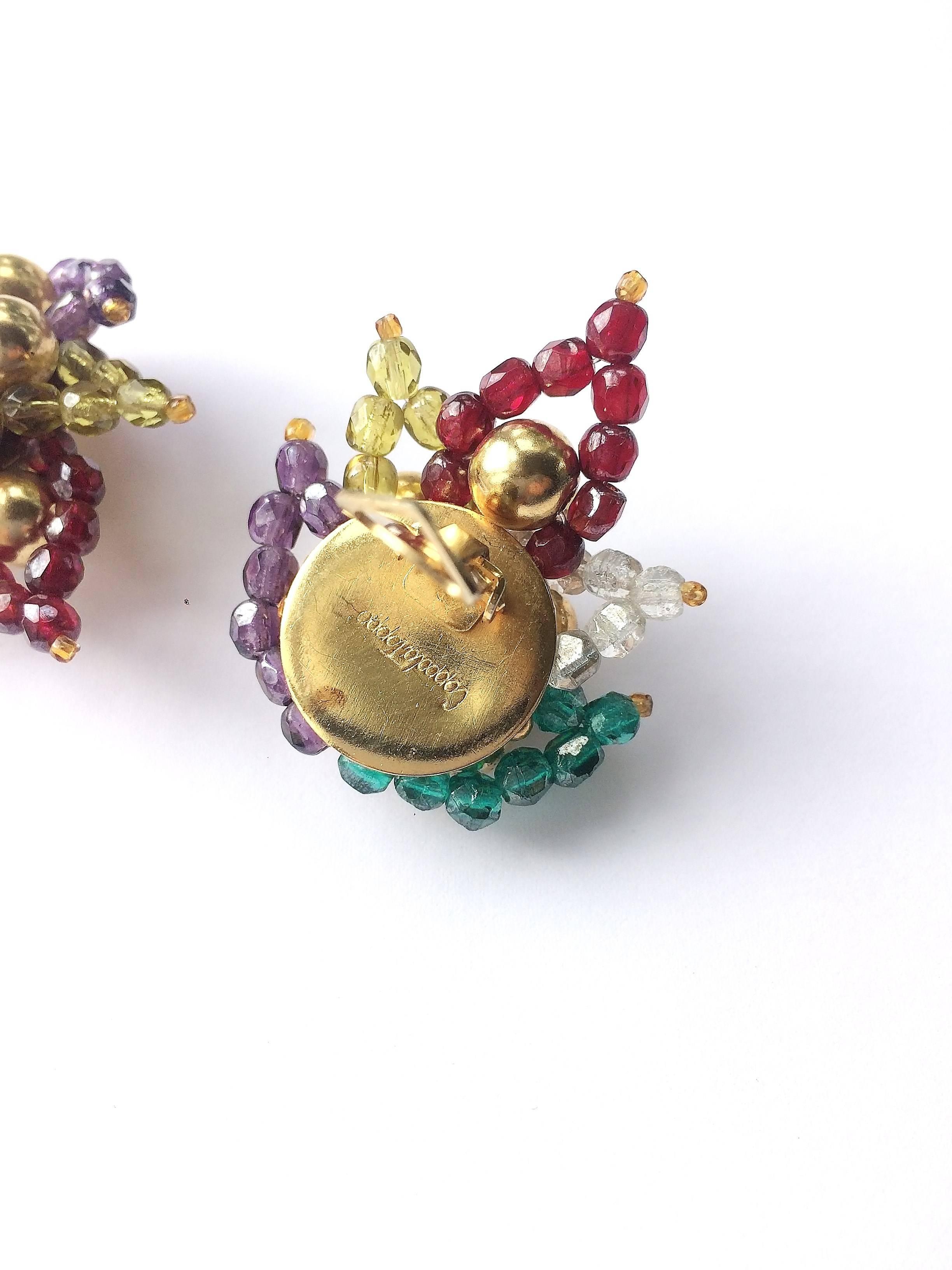 Multi coloured beaded 'paisley style' earrings, Coppola e Toppo, 1960s 4