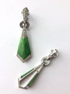 Art Deco style paste drop earrings, Trifari, 1960s