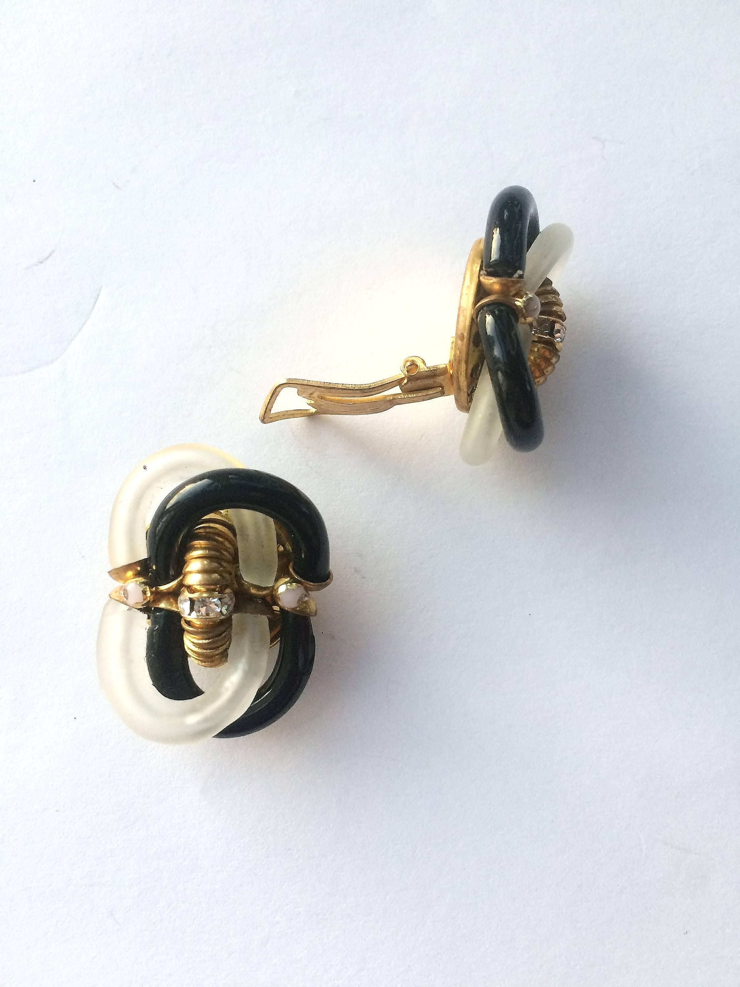 Women's Black and frosted Venetian glass earrings, Archimedo Seguso for Chanel, 1970s