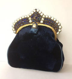 Silk velvet Moghul style clutch bag, 1920s,