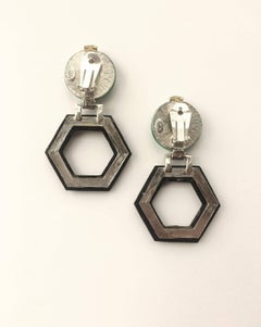 Art Deco style geometric drop earrings, Kenneth Jay Lane, USA, 1970s