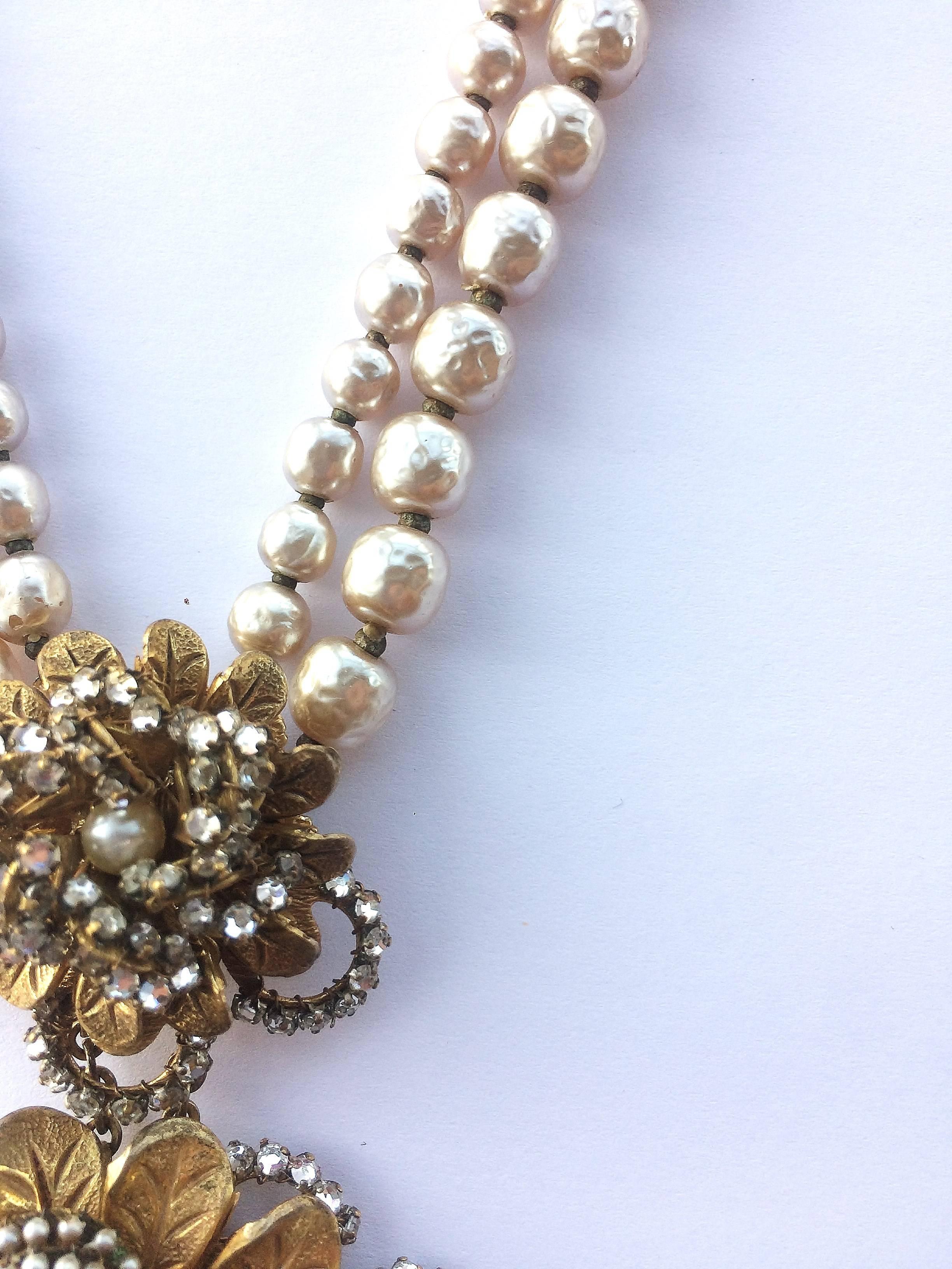 Long baroque pearl necklace, with centrepiece, Miriam Haskell, 1950s 3