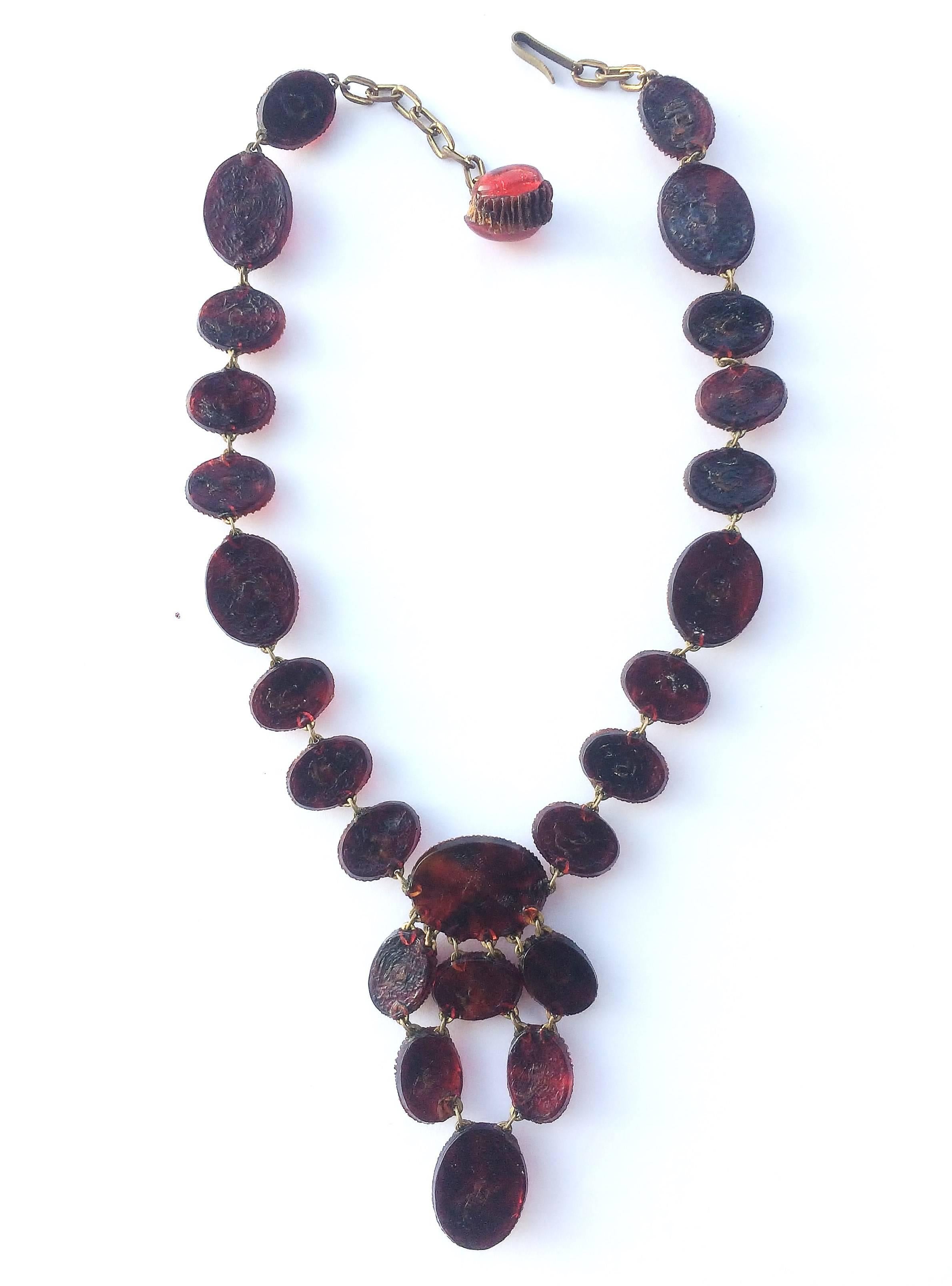 Resin and foil pendant necklace, France, 1960s 3