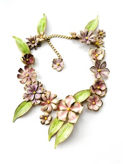 Very large hand enamelled metal 'floral motif' necklace, Sandor, 1960s.