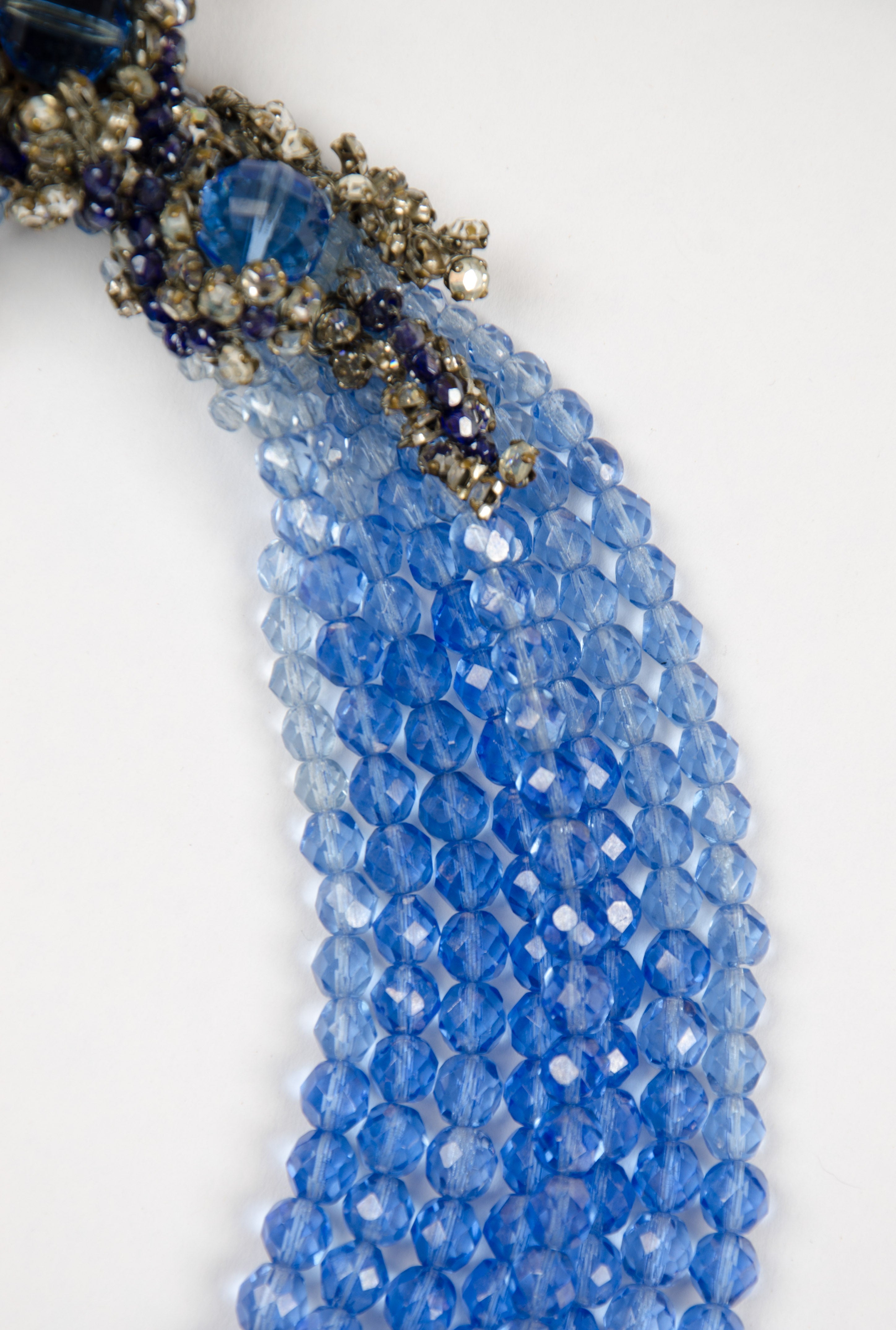 Women's Impressive crystal multi row necklace with dynamic clasp, Coppola e Toppo, 1950s