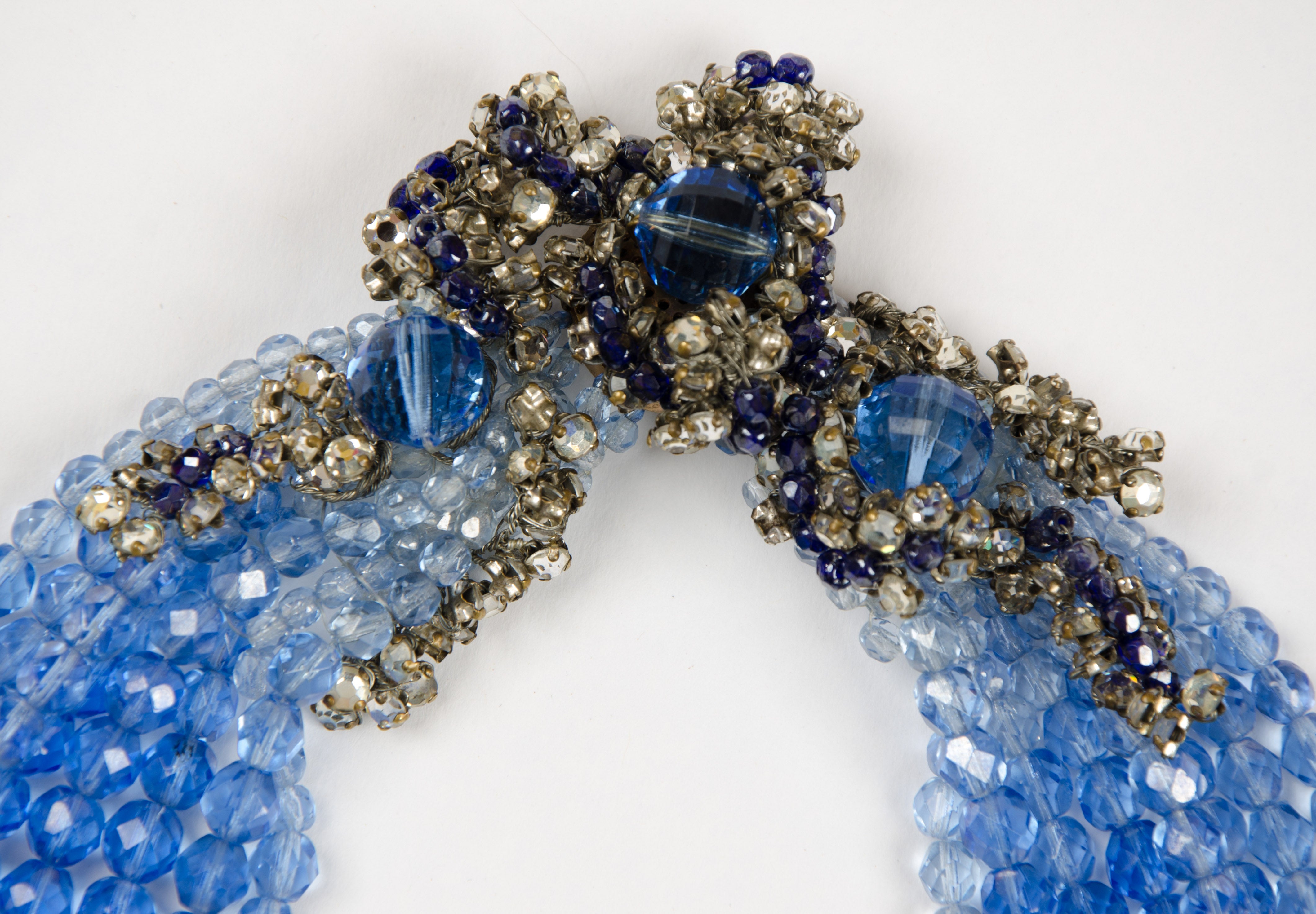 Impressive crystal multi row necklace with dynamic clasp, Coppola e Toppo, 1950s 4