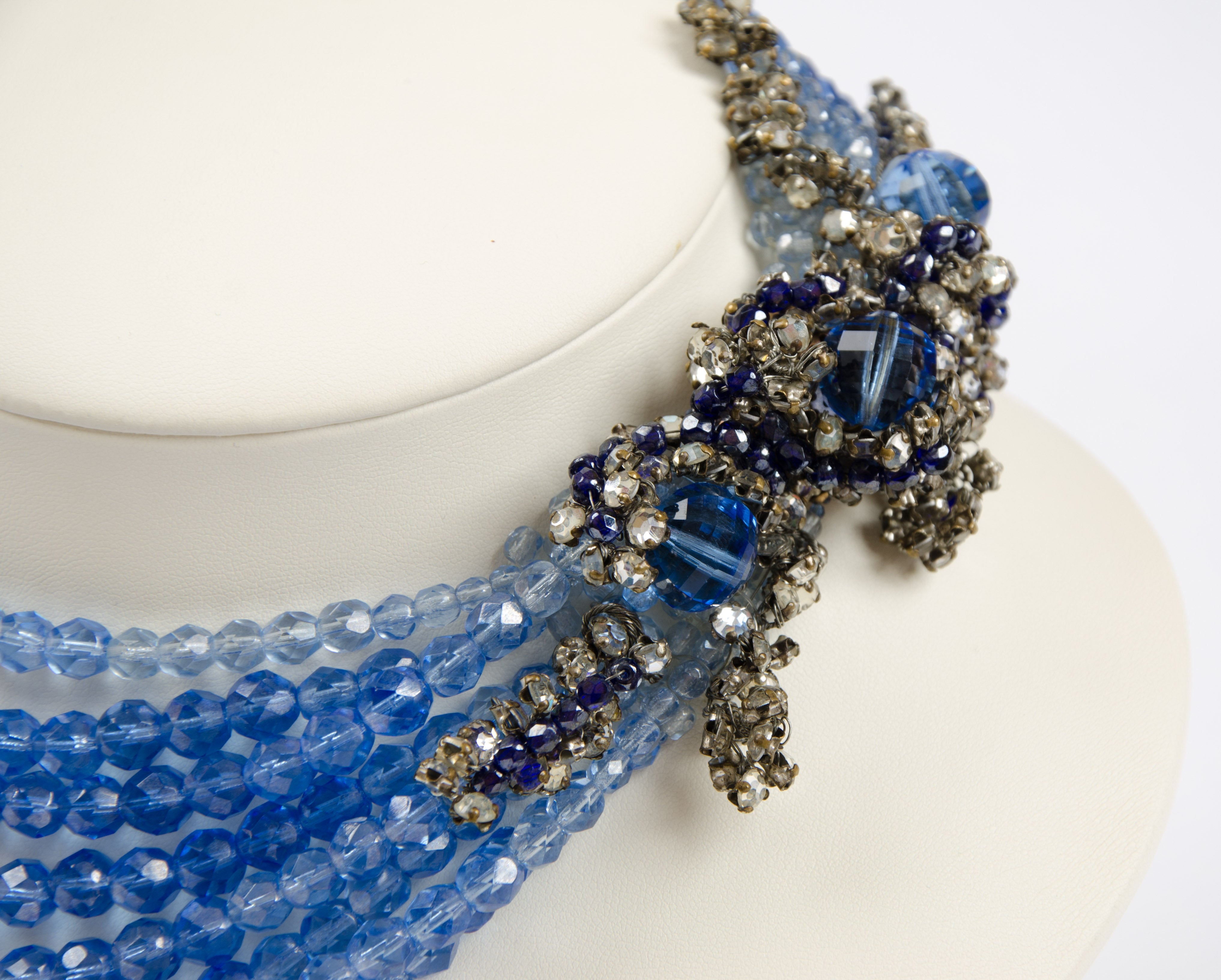 Impressive crystal multi row necklace with dynamic clasp, Coppola e Toppo, 1950s 2