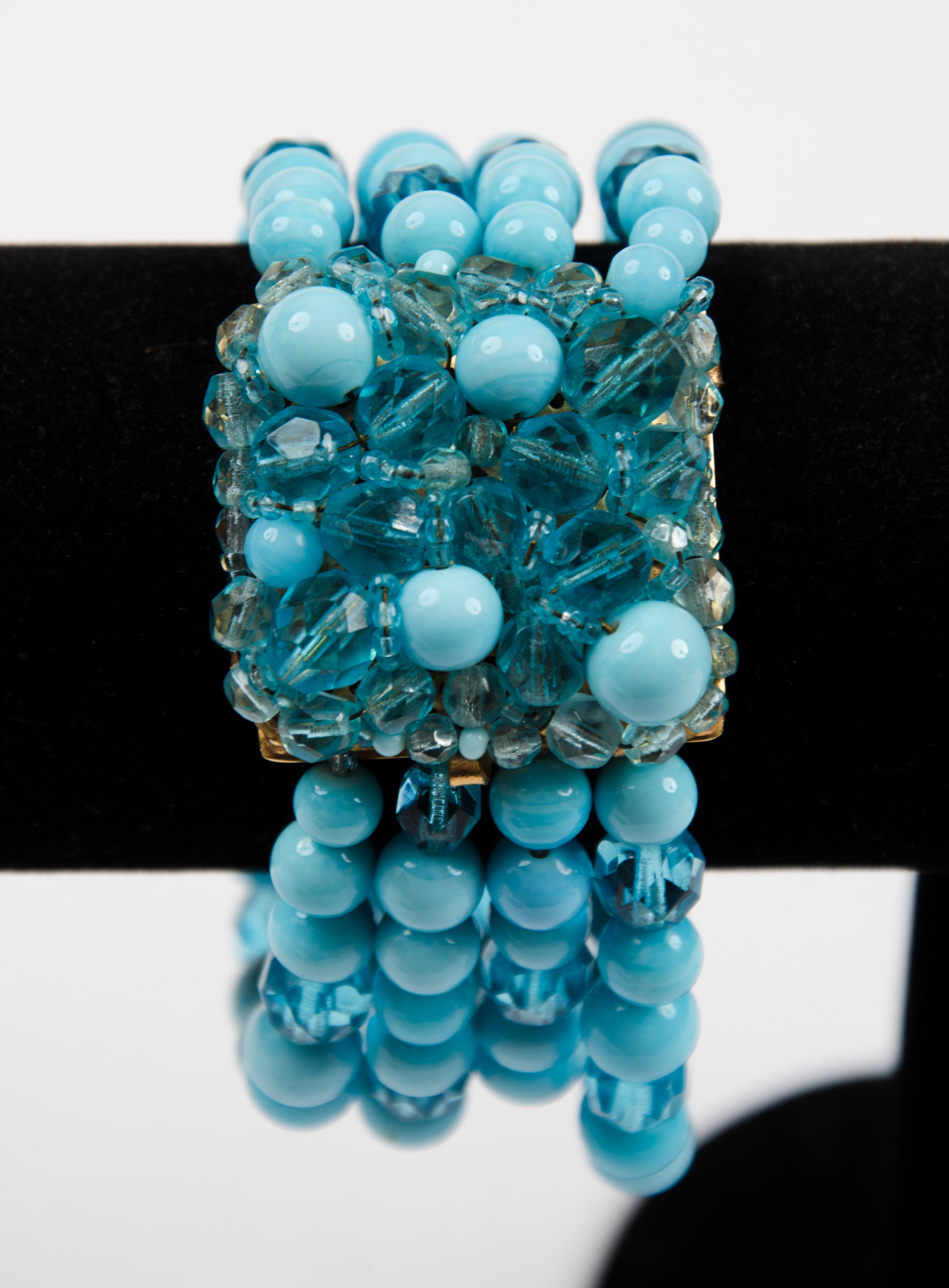 Coppola e Toppo Turquoise Crystal Bracelet and Earrings Set 1950s 1