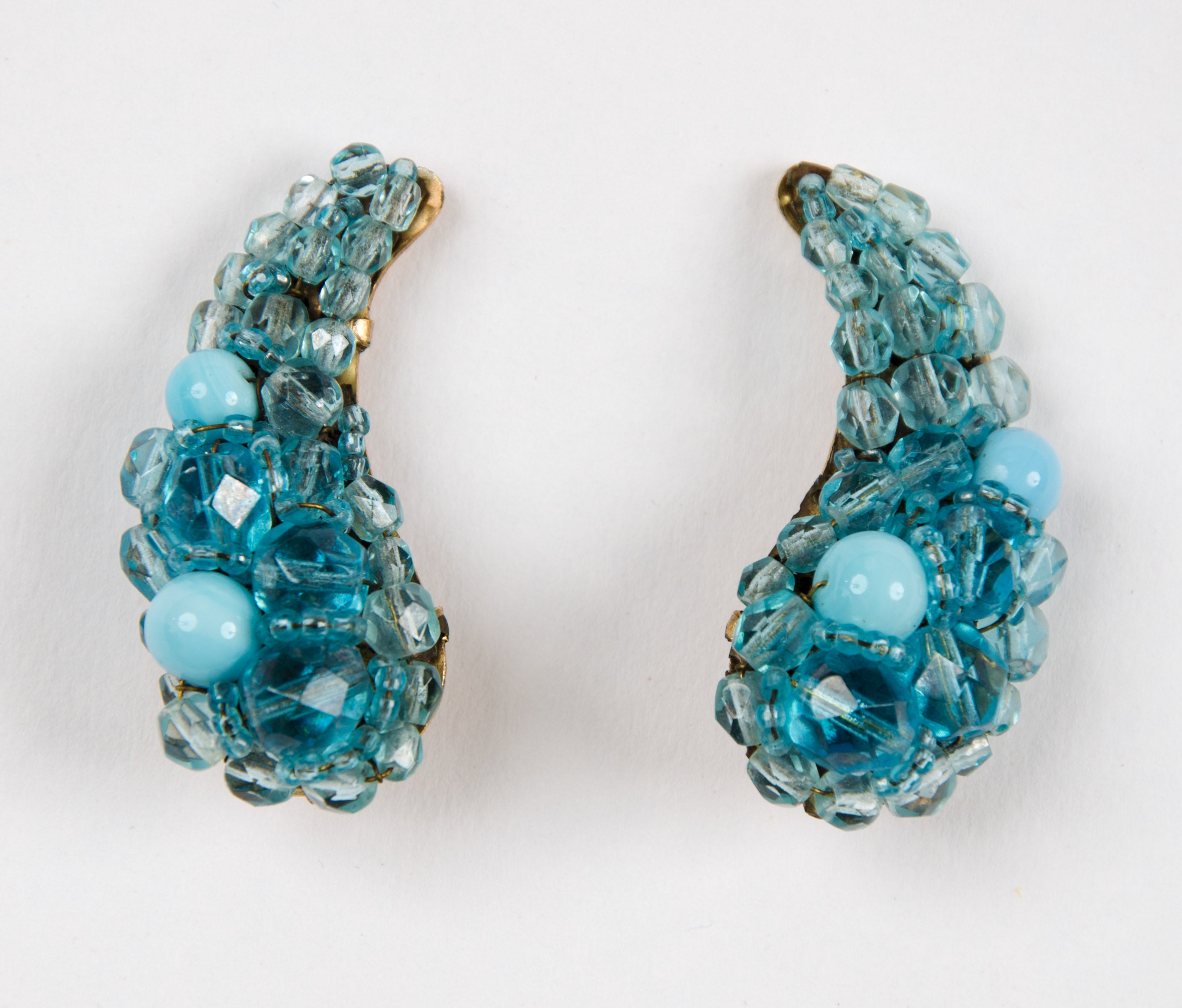 Coppola e Toppo Turquoise Crystal Bracelet and Earrings Set 1950s 2