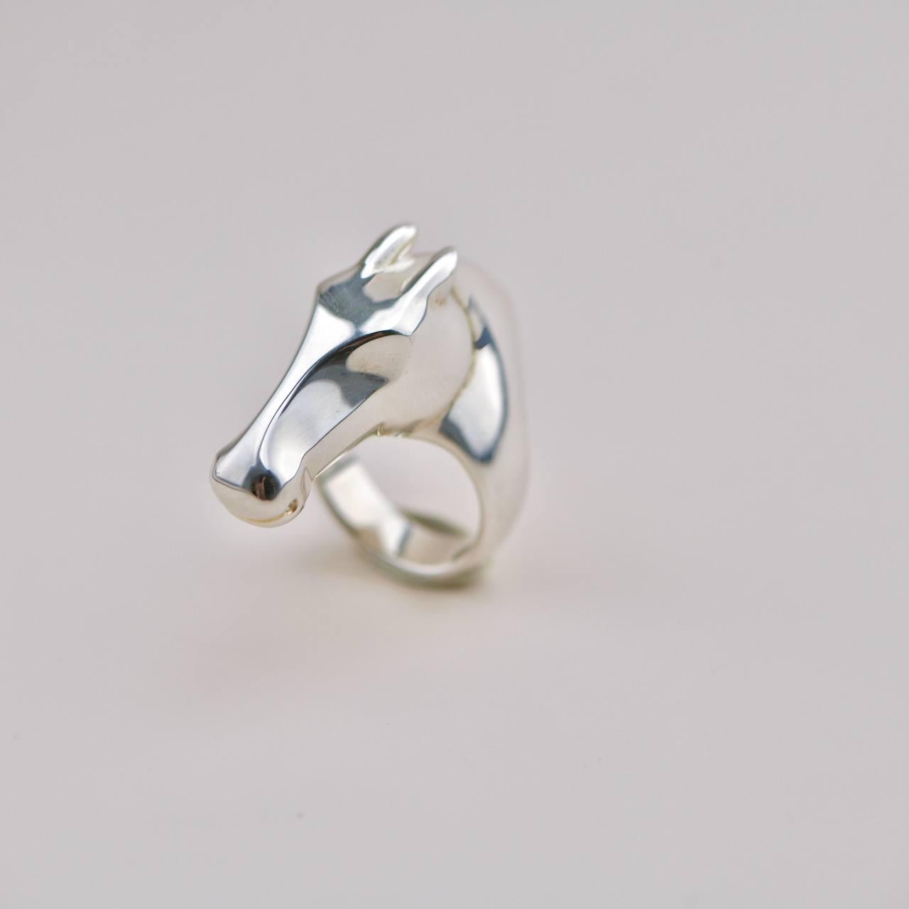 da uomo o donna Anello Hermès Galop in argento 925 Misura 55 in vendita