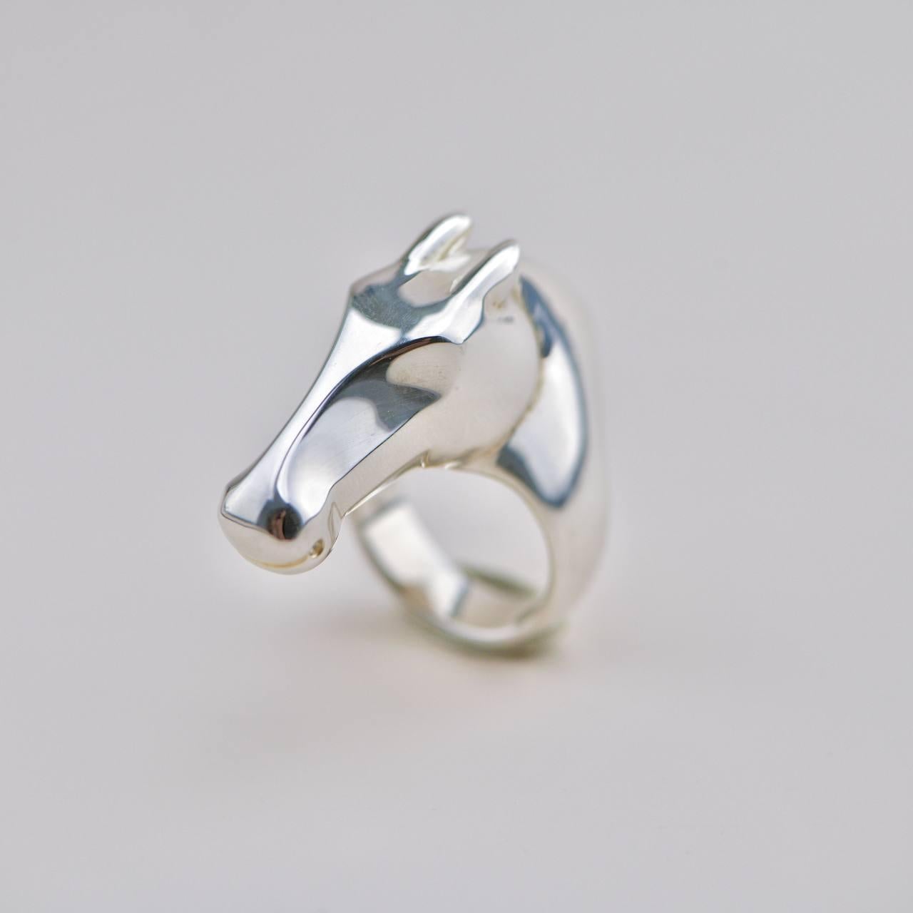 Anello Hermès Galop in argento 925 Misura 55 In condizioni ottime in vendita a Banbury, GB