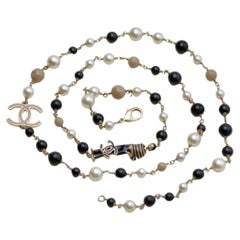 Chanel CC Limited Edition Enamel Mademoiselle Faux Pearl Long Necklace