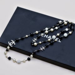 Chanel CC Faux Pearl and Crystals Sautoir Long Necklace