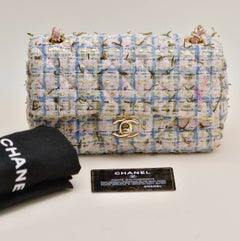 Chanel Classic Double Mini Flap Bag Pink Tweed GHW