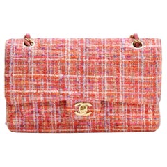 Chanel Double Flap Pink Tweed Quilted Bag