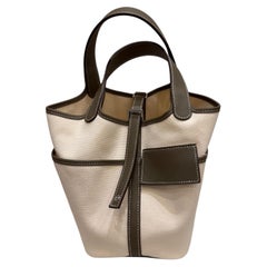 Hermès Picotin Cargo 18 Ecru Toile Canvas and Etoupe Swift Gold Hardware