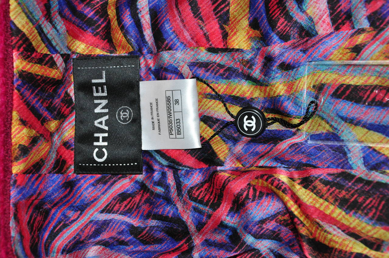 Chanel 2014 F/W Runway Plum Wool Tweed Jacket FR38 1